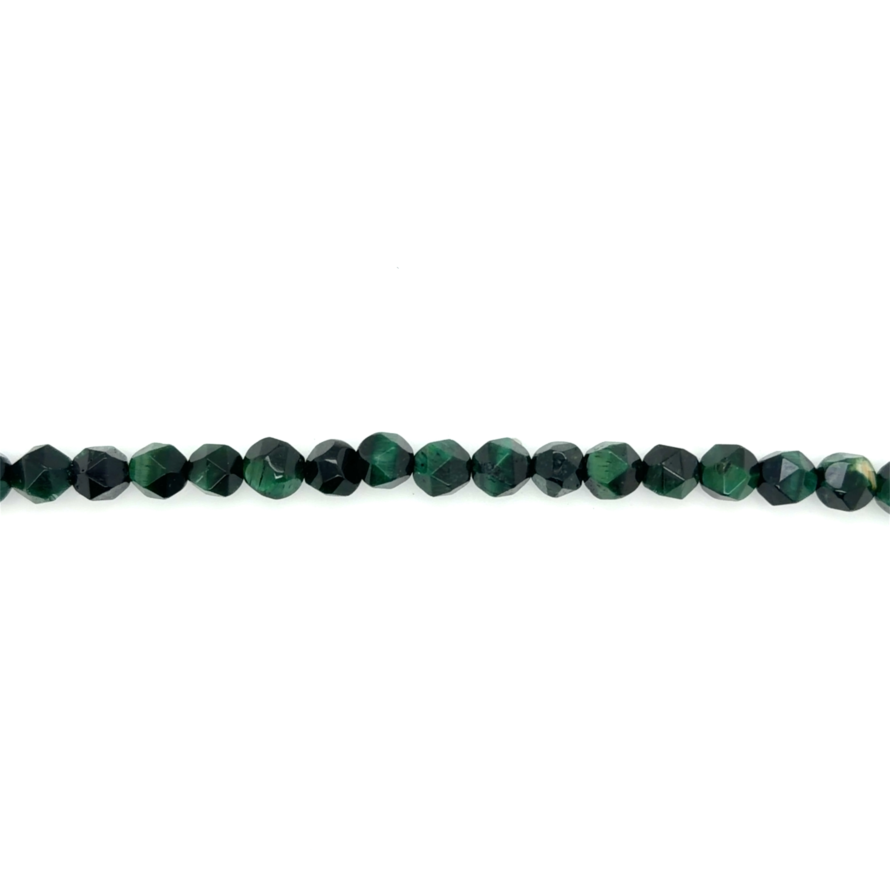 6mm Green Tiger Eye Diamond Cut Beads