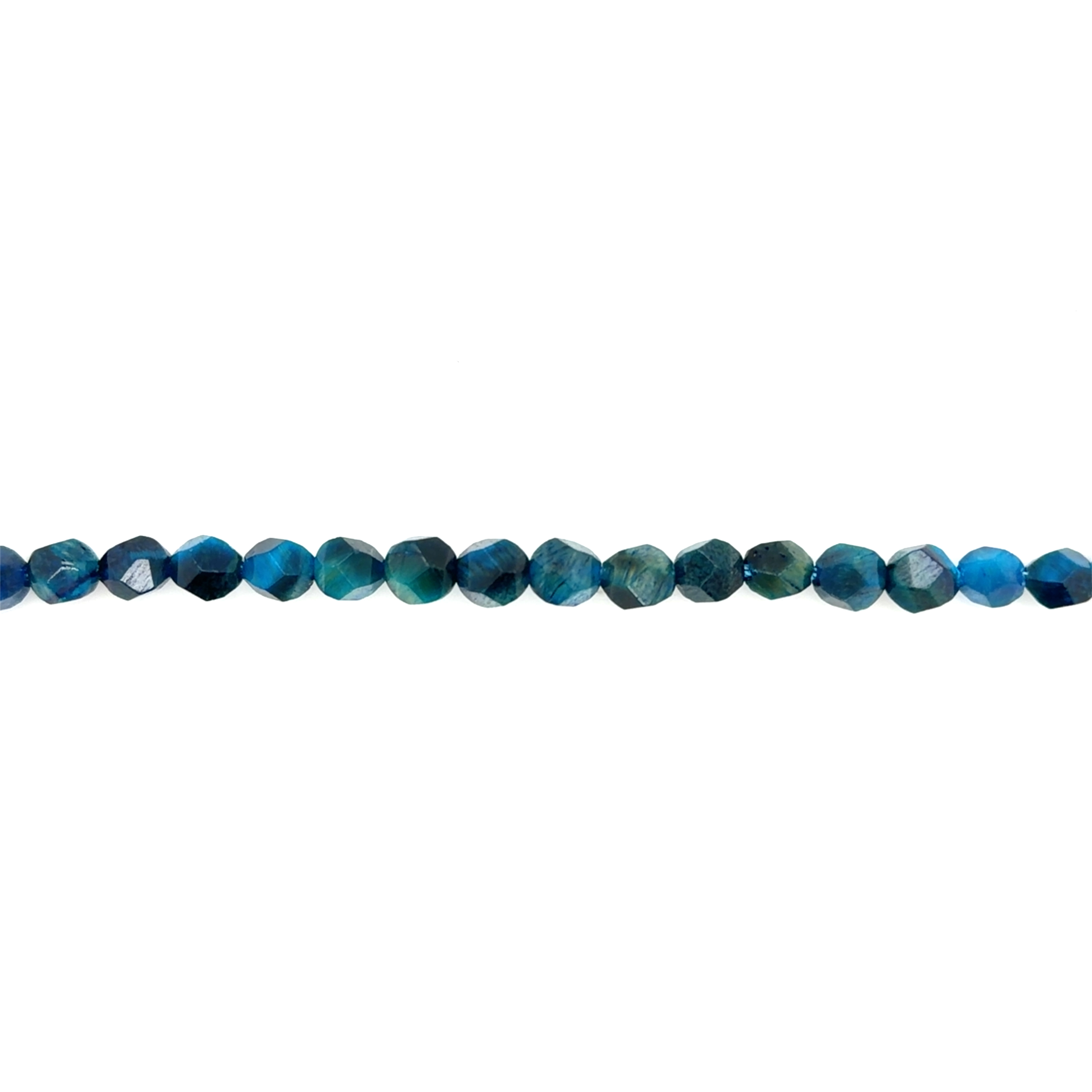 6mm Teal Tiger Eye Diamond Cut Beads