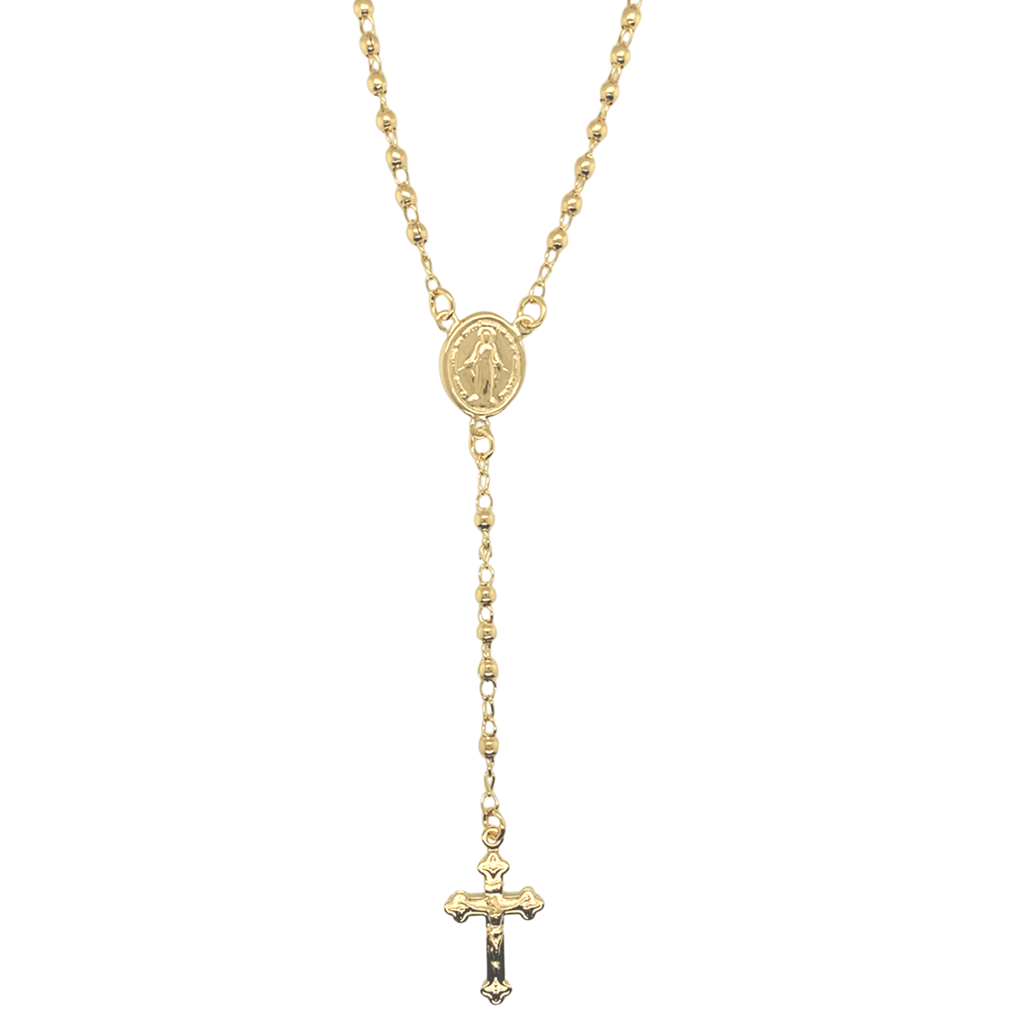 2.5mm Miraculous Medal Rosary Necklace - Gold Filled