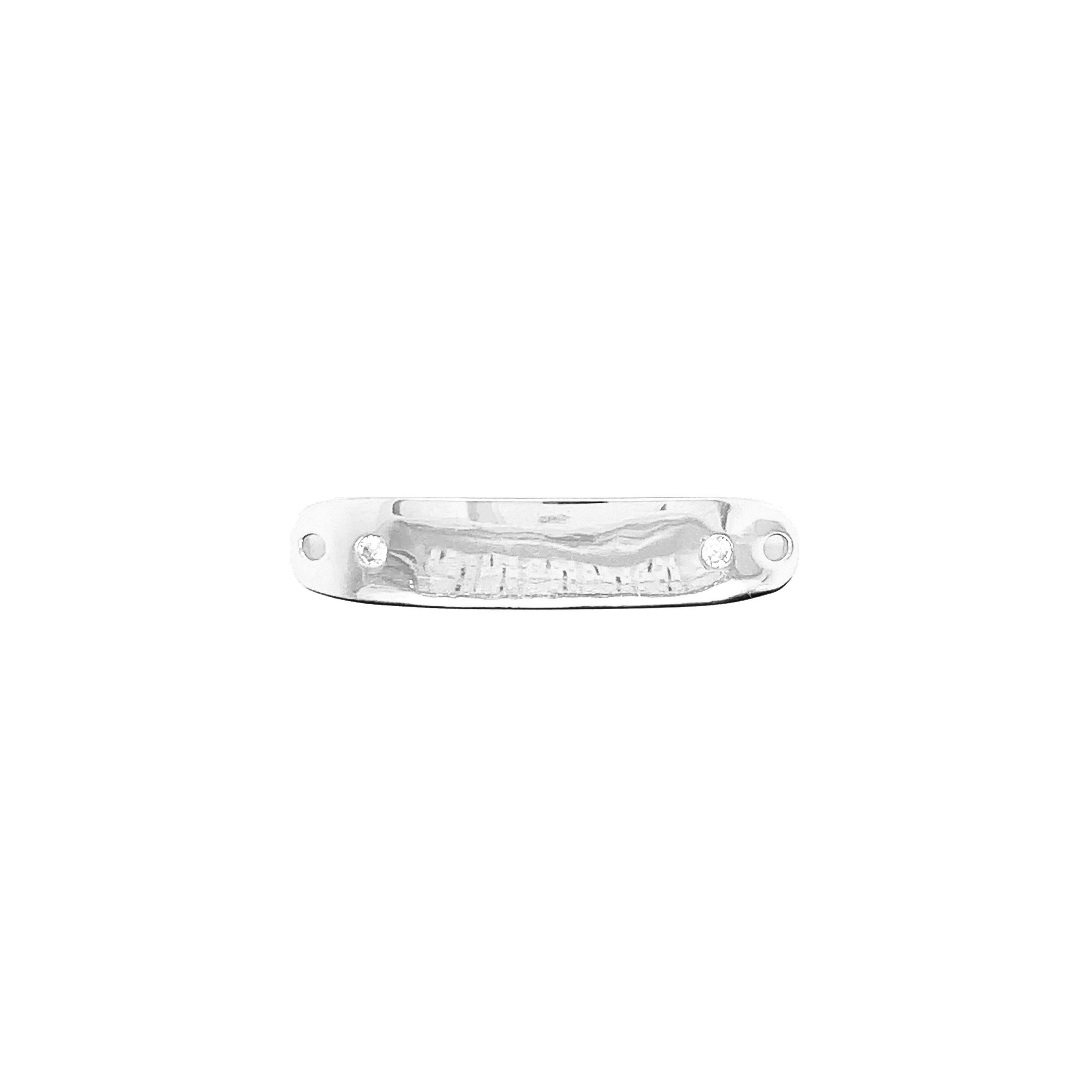 CZ Engravable Curved Bar - Sterling Silver