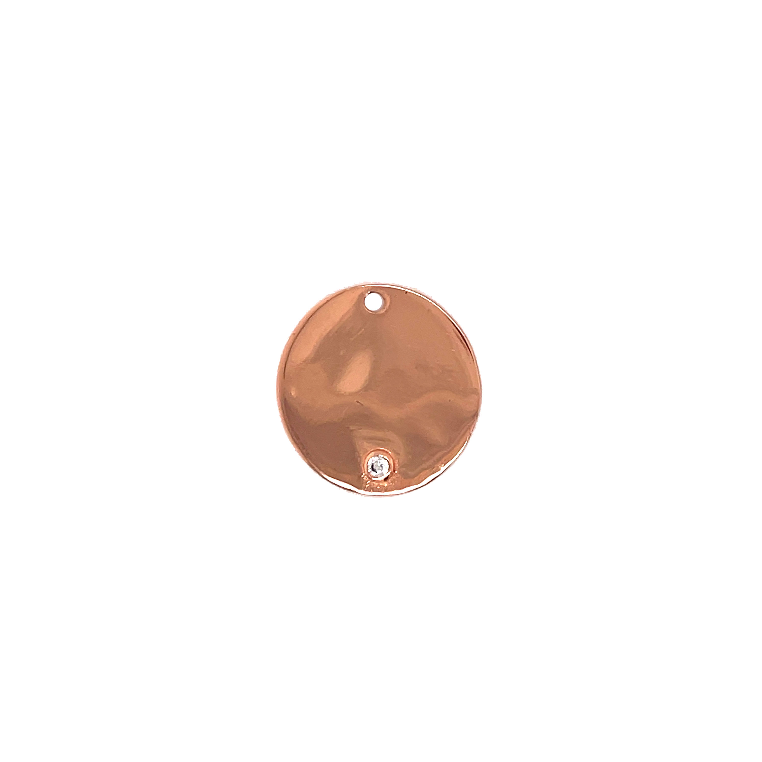 CZ Engravable Round Stamp - Rose Gold Plated