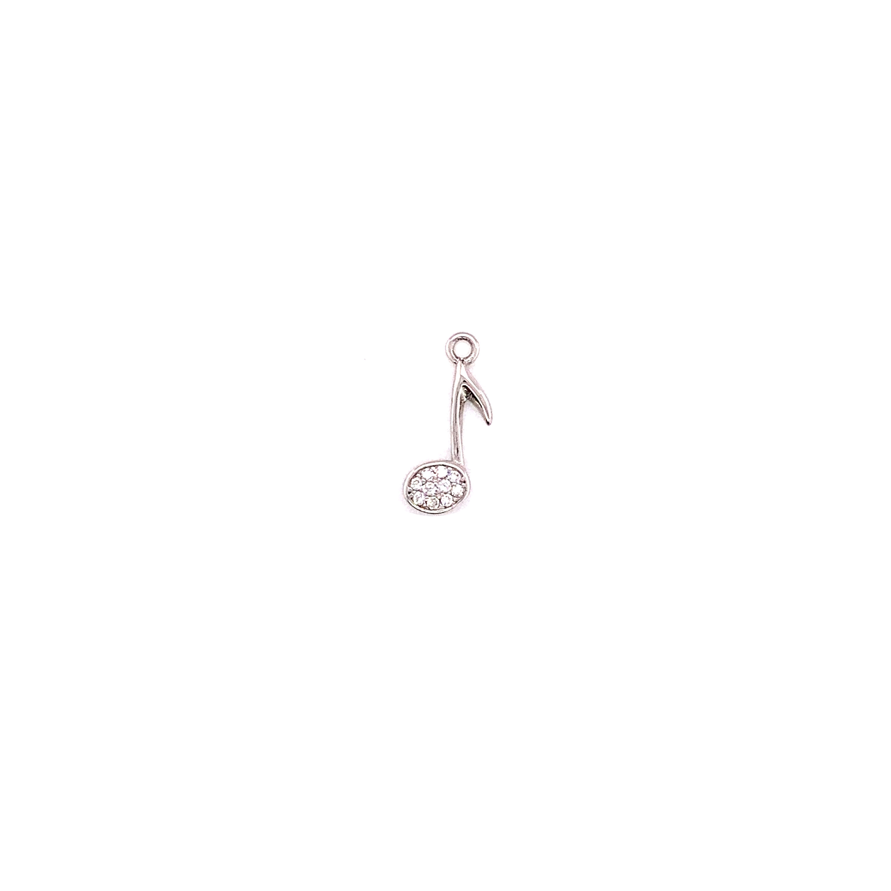CZ Music Note Charm - Silver
