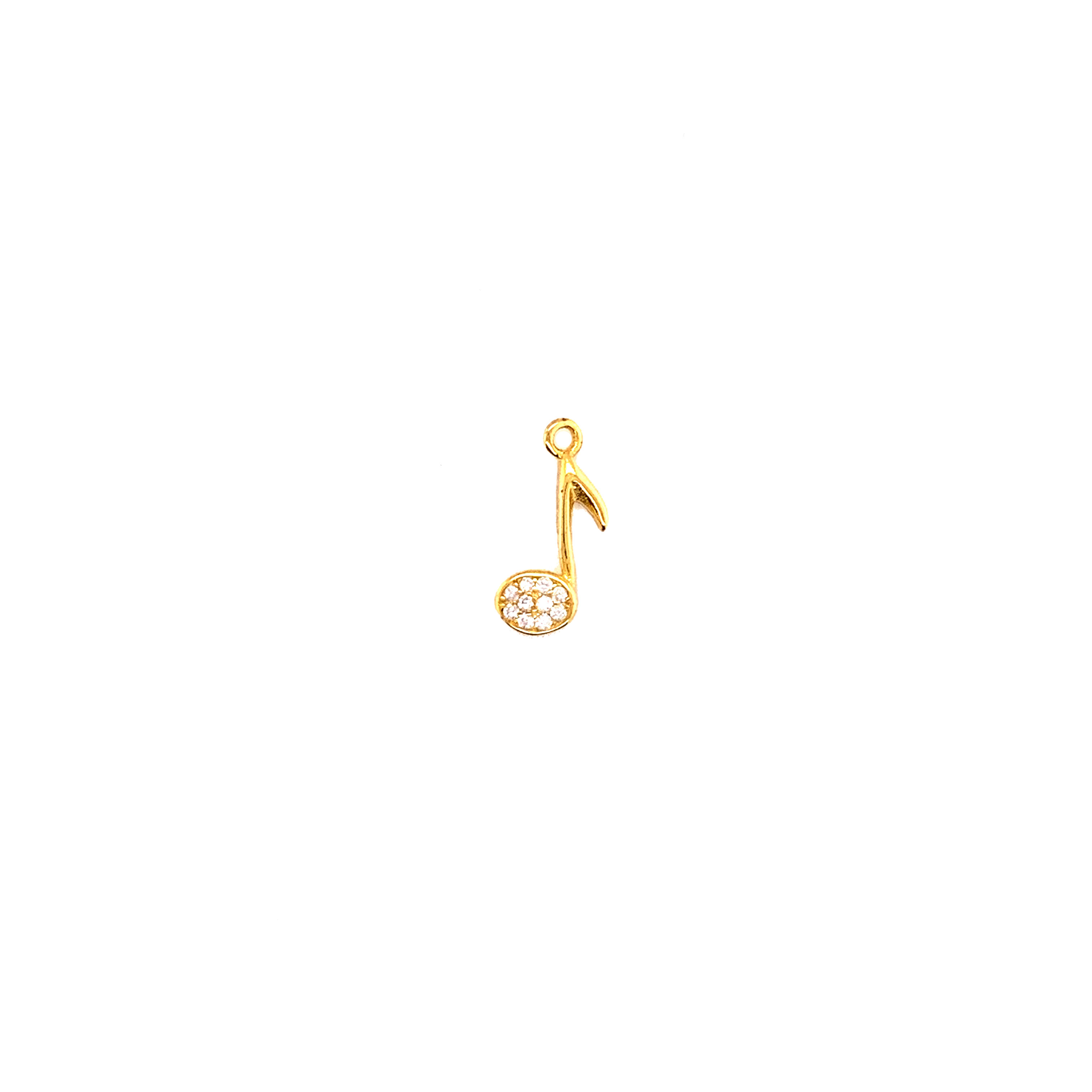 CZ Music Note Charm - Gold Plated