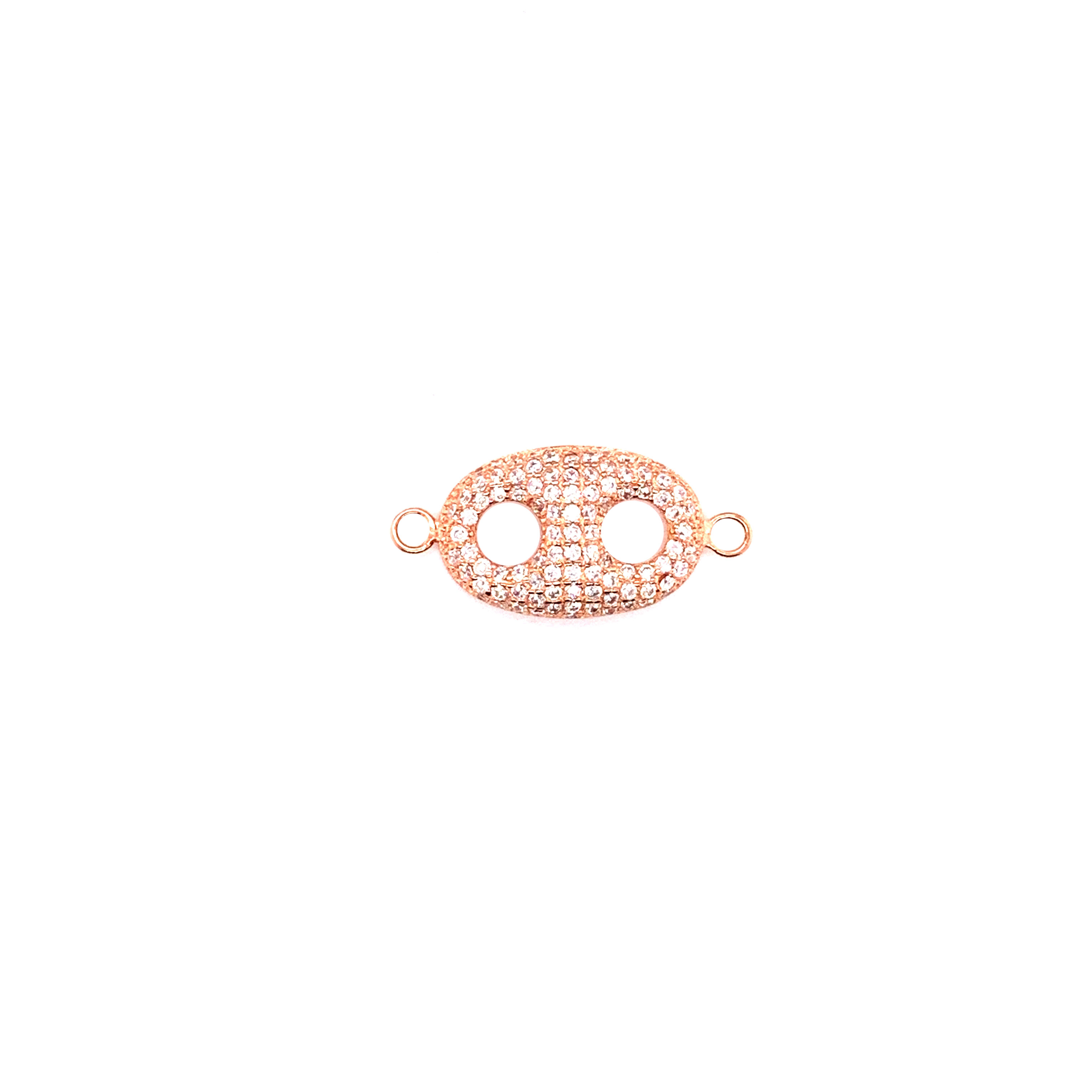 CZ Double Hole Connector - Rose Gold Plated