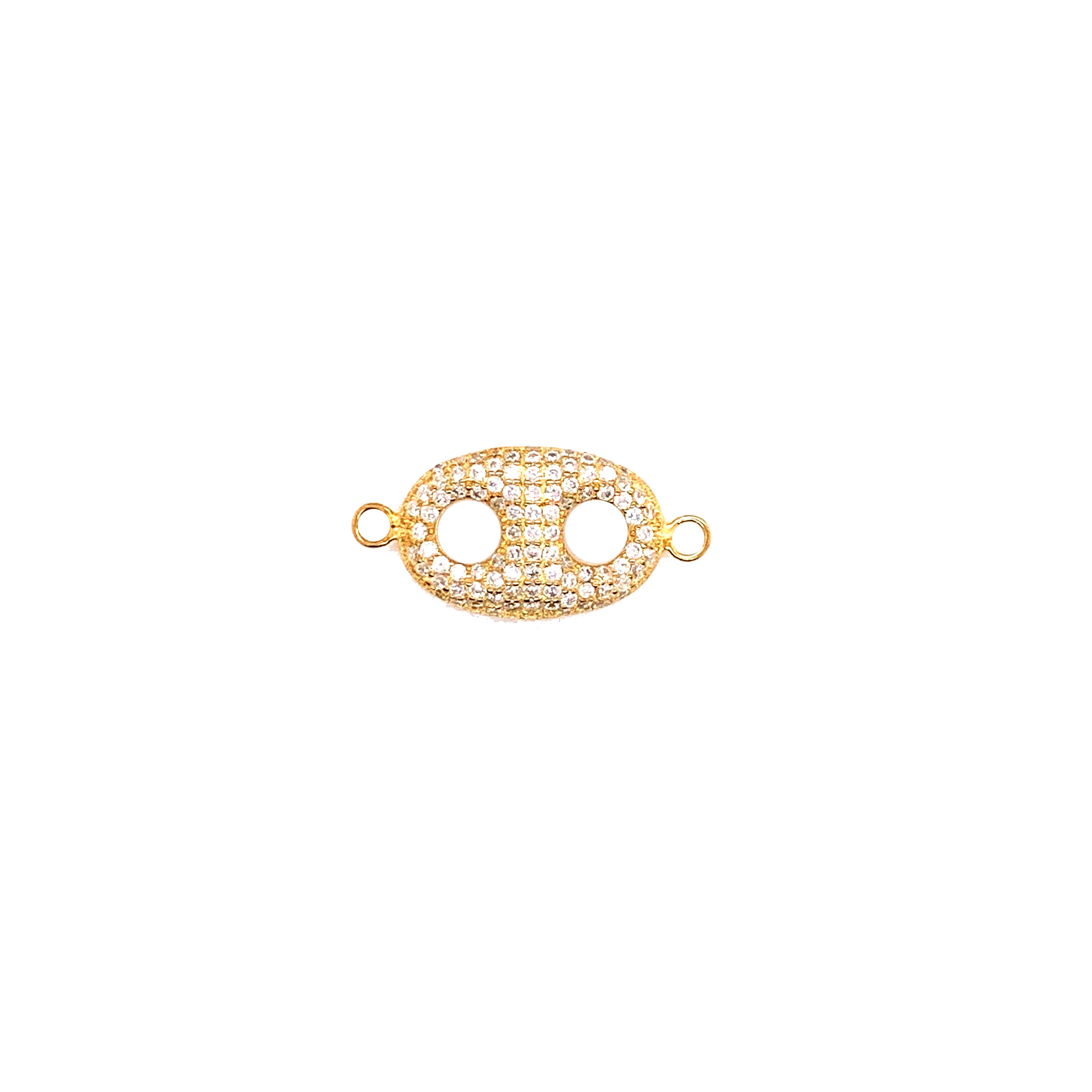 CZ Double Hole Connector - Gold Plated