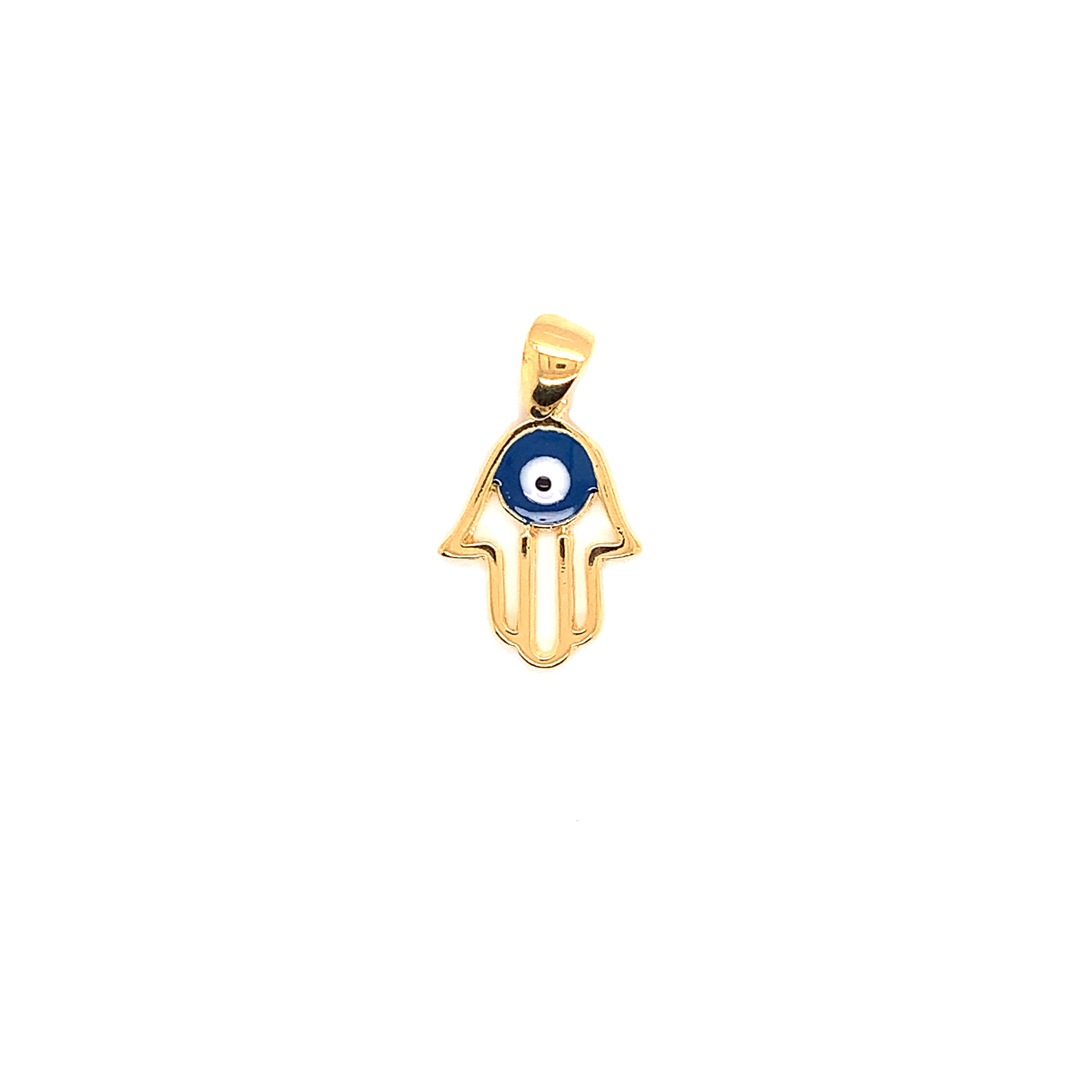 Blue Lucky Eye Hamsa Pendant - Gold Filled