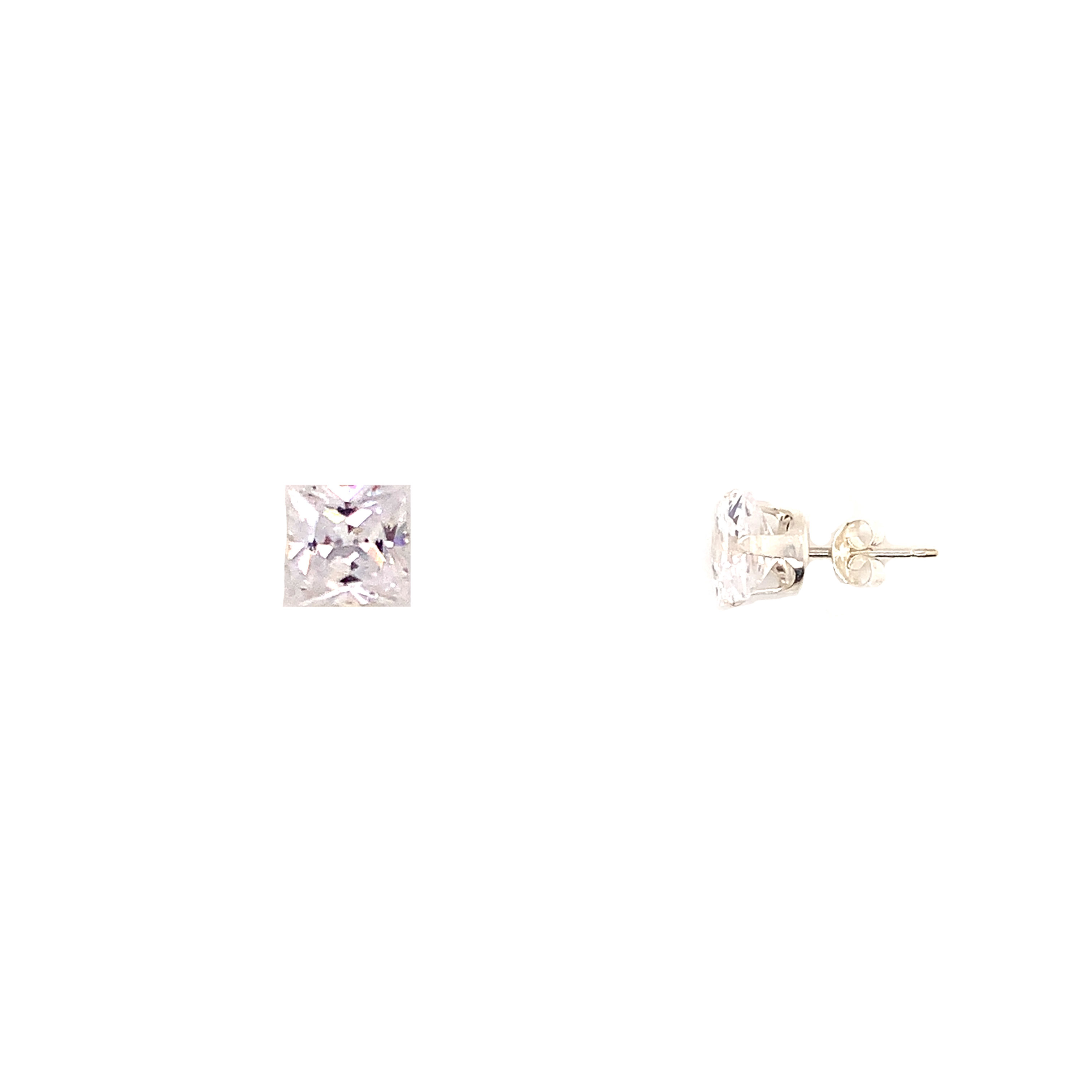 CZ 7.5mm Square Studs - Sterling Silver