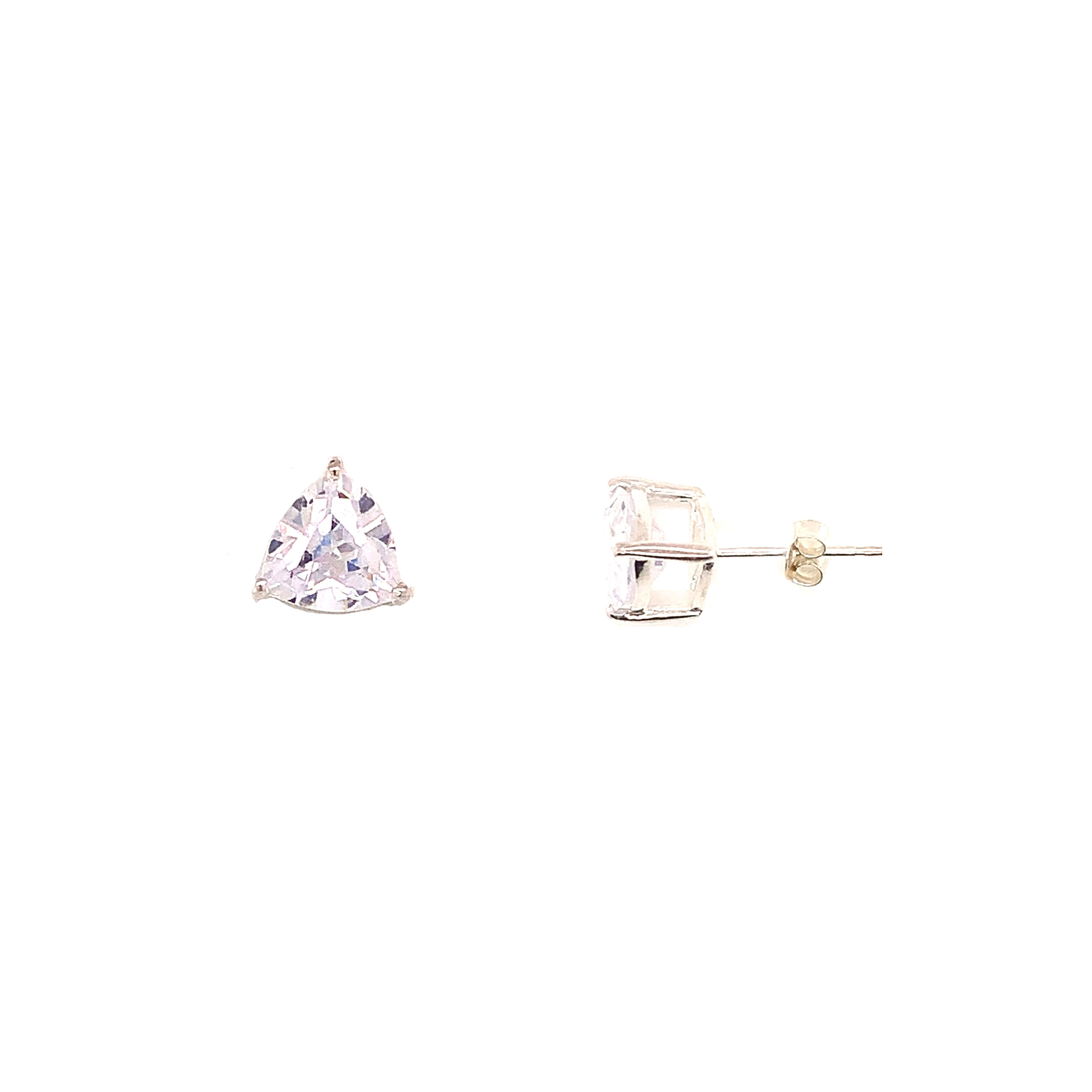 CZ 9mm Triangle Studs - Sterling Silver