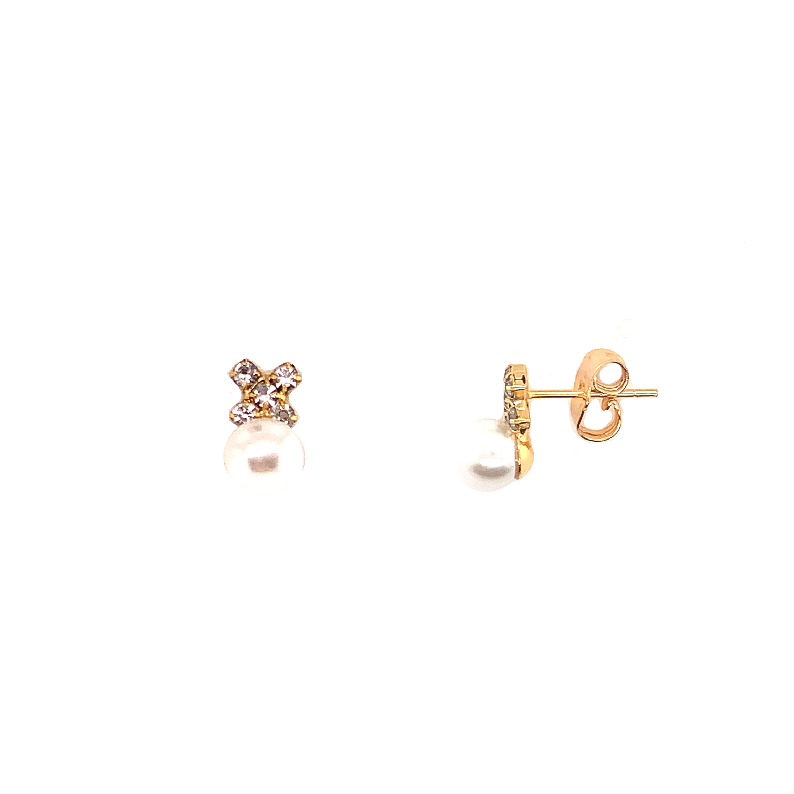 CZ Pearl Studs - Gold Filled