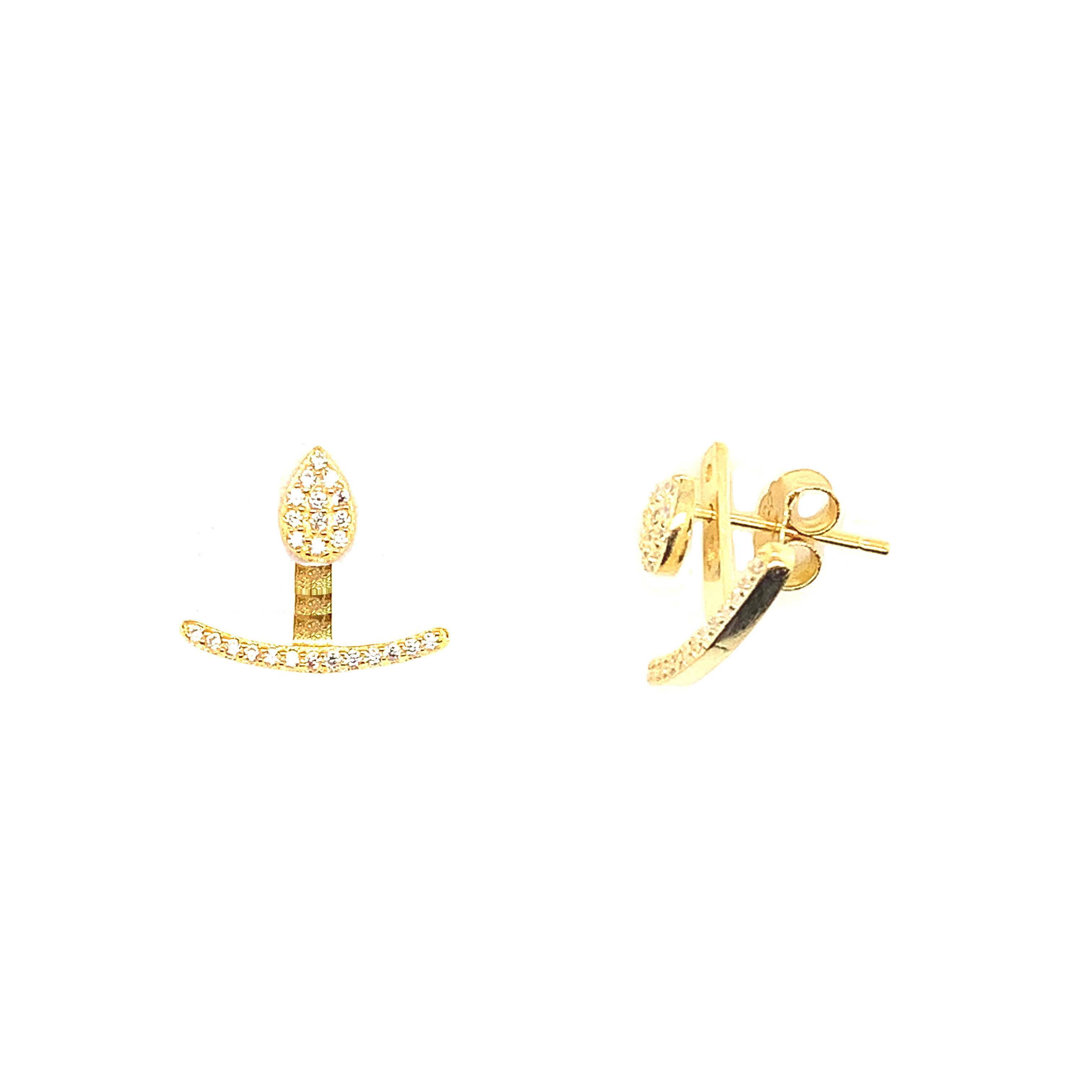 CZ Jacket Earring - Gold Plated