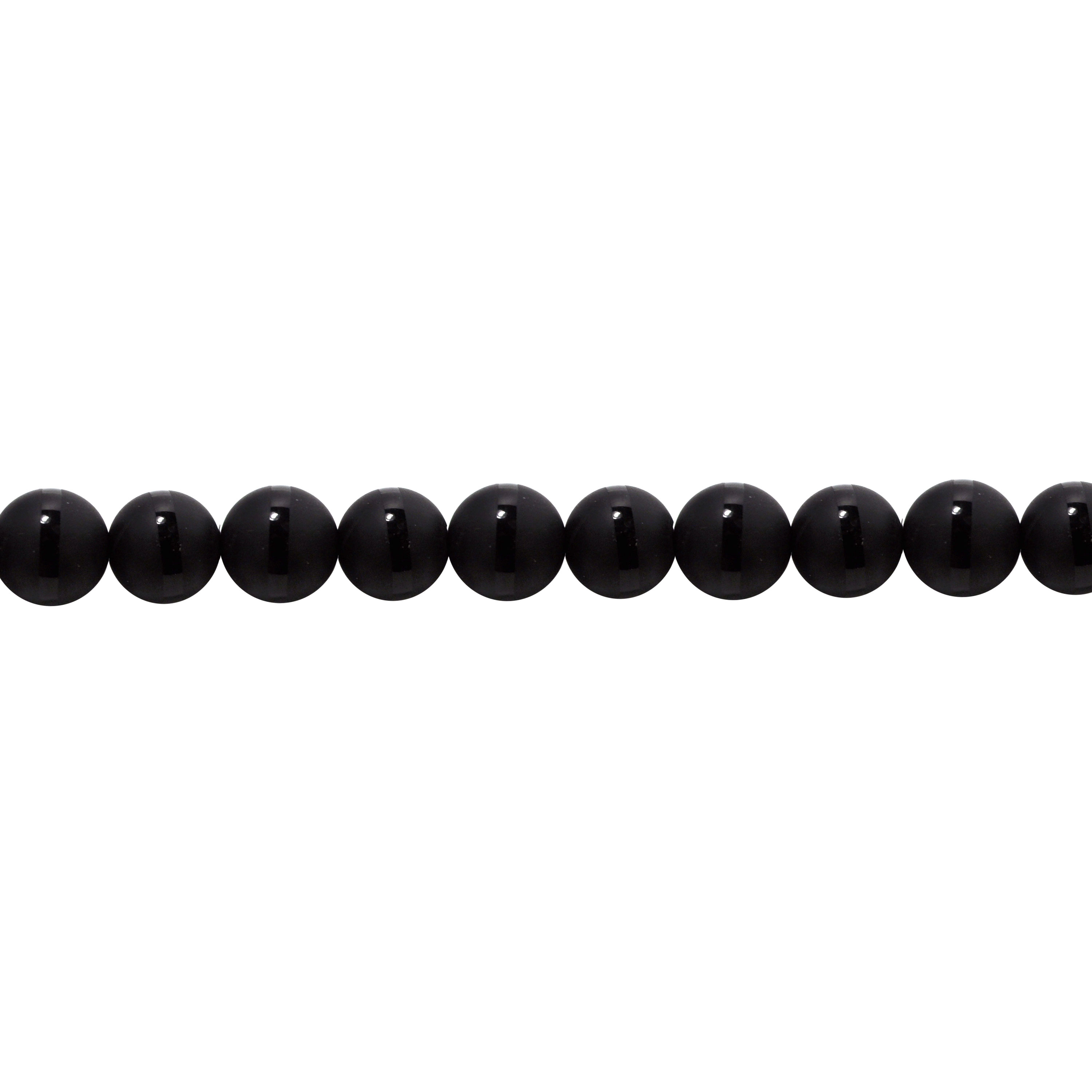 12mm Striped Black Frosted Black Onyx - Round