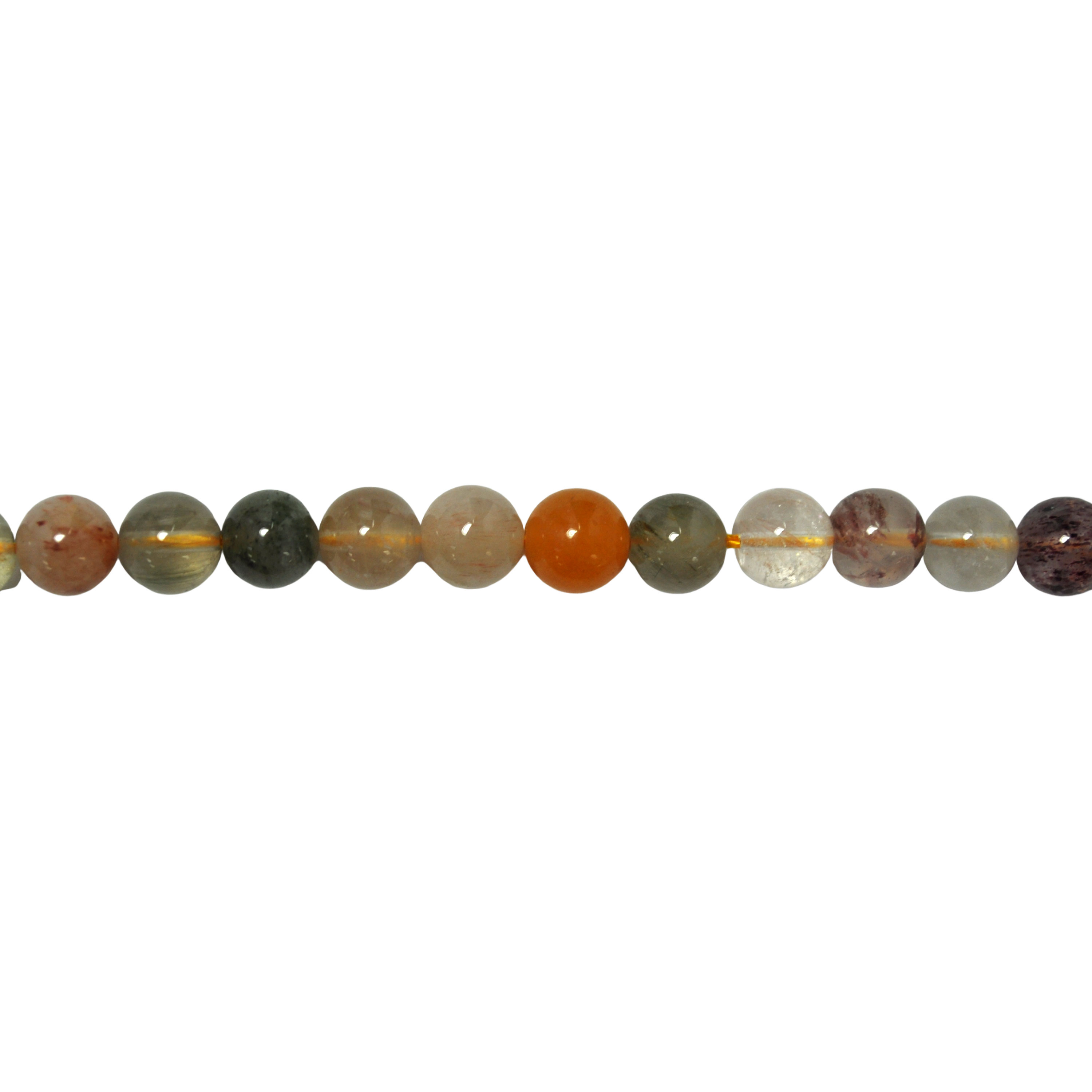 8mm Multicolor Rutilated Quartz - Round