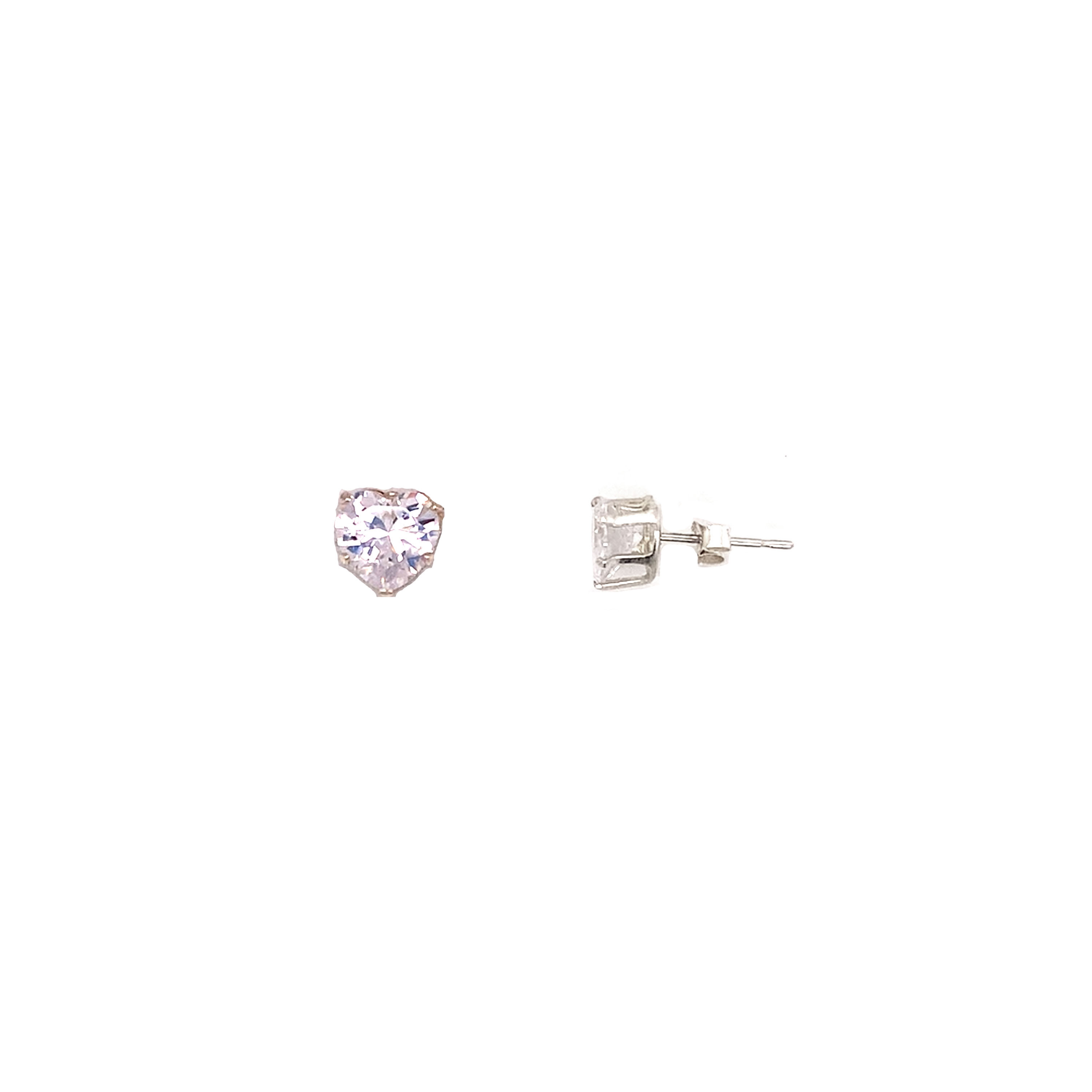 CZ 6mm Heart Shaped Studs - Sterling Silver