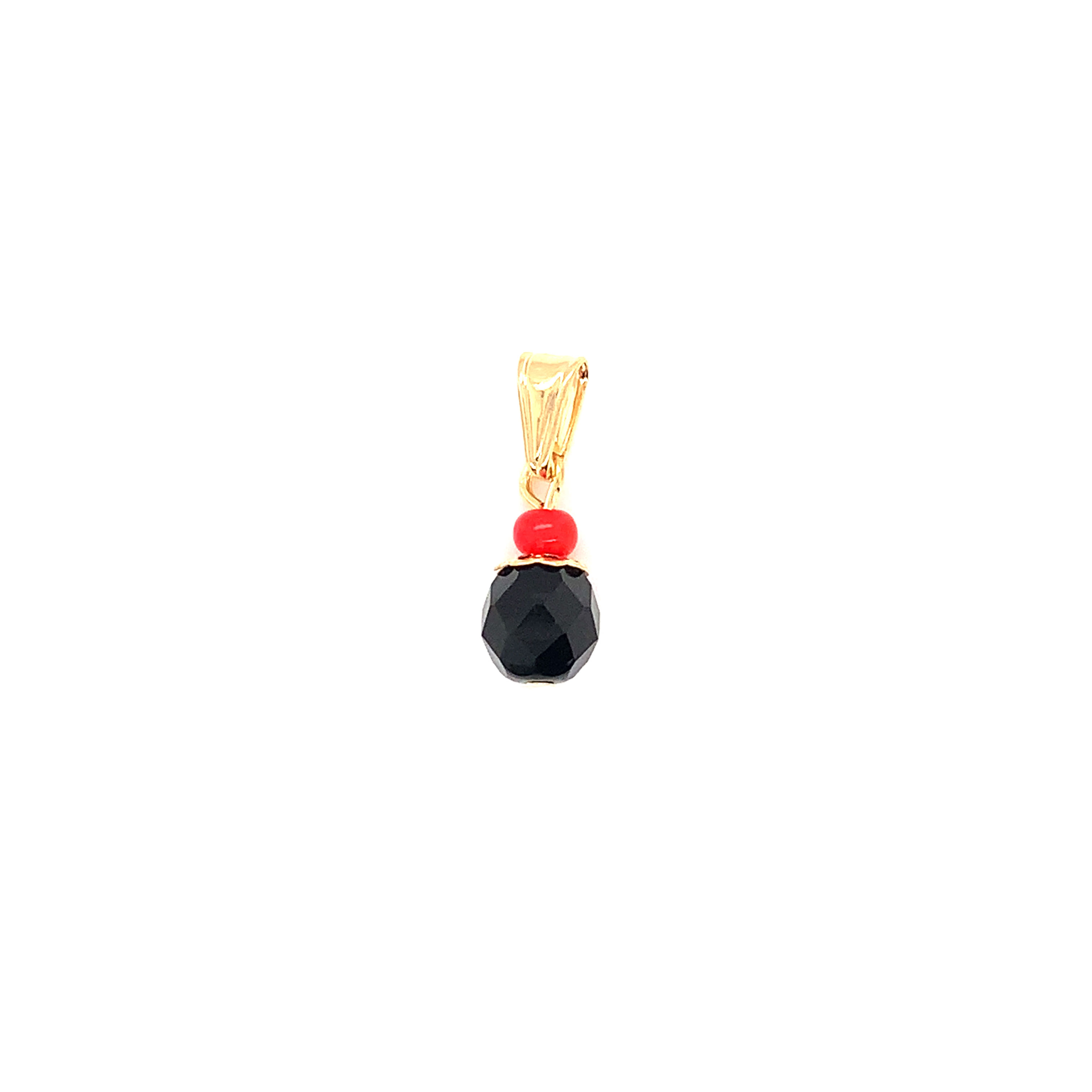 8mm Crystal Azabache Pendant - Gold Filled