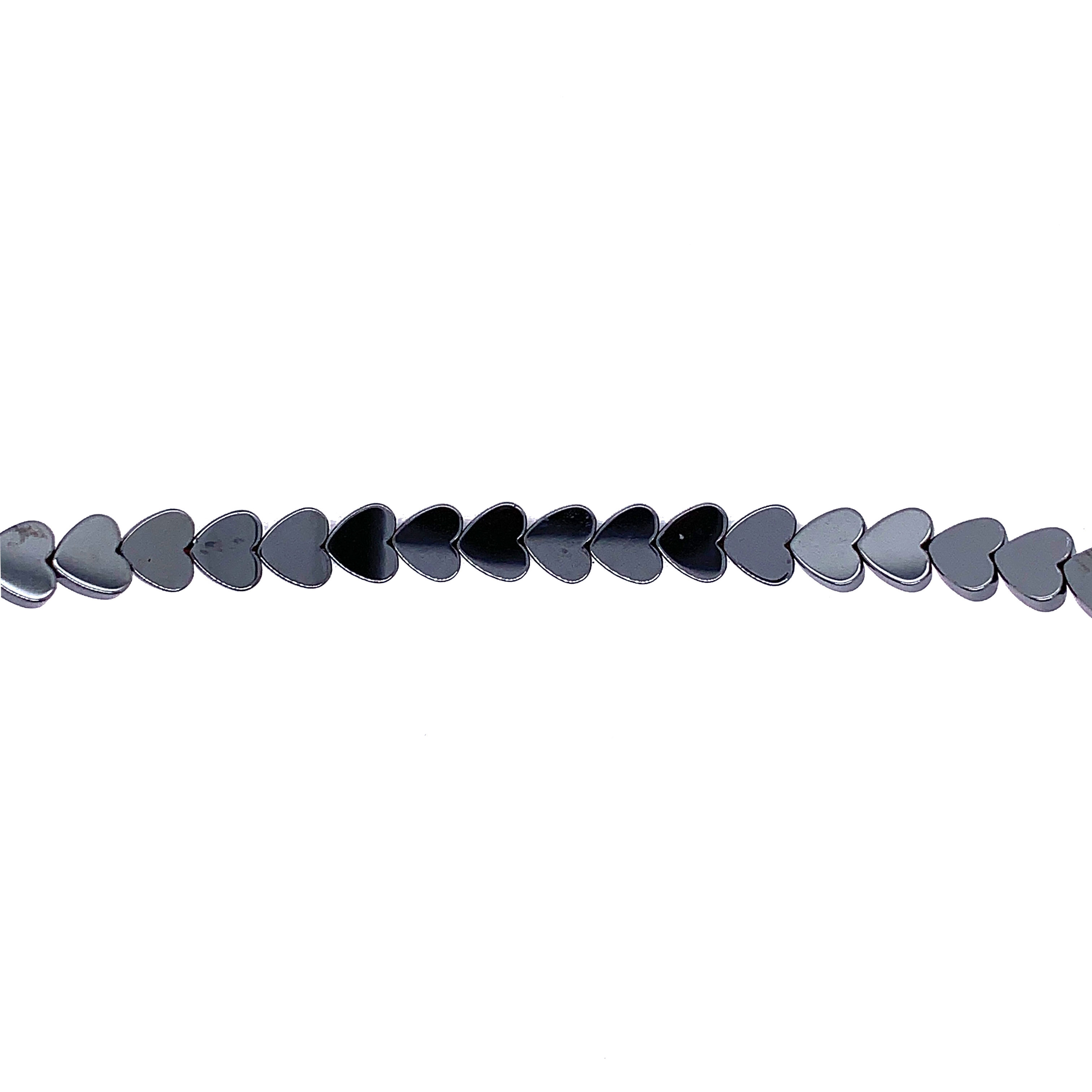 6mm Heart Hematite Beads