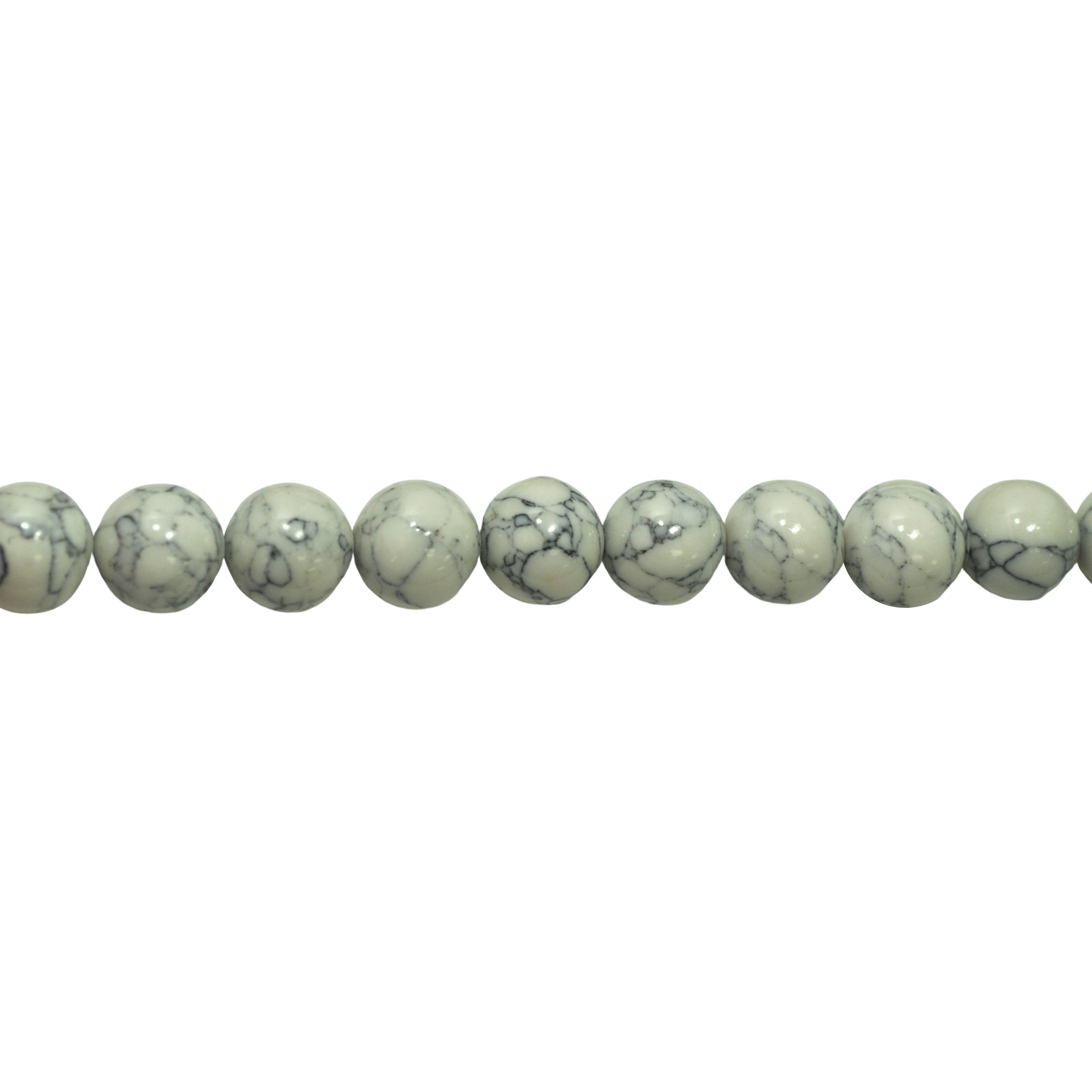 14mm White Marble Synthetic Turquoise - Round