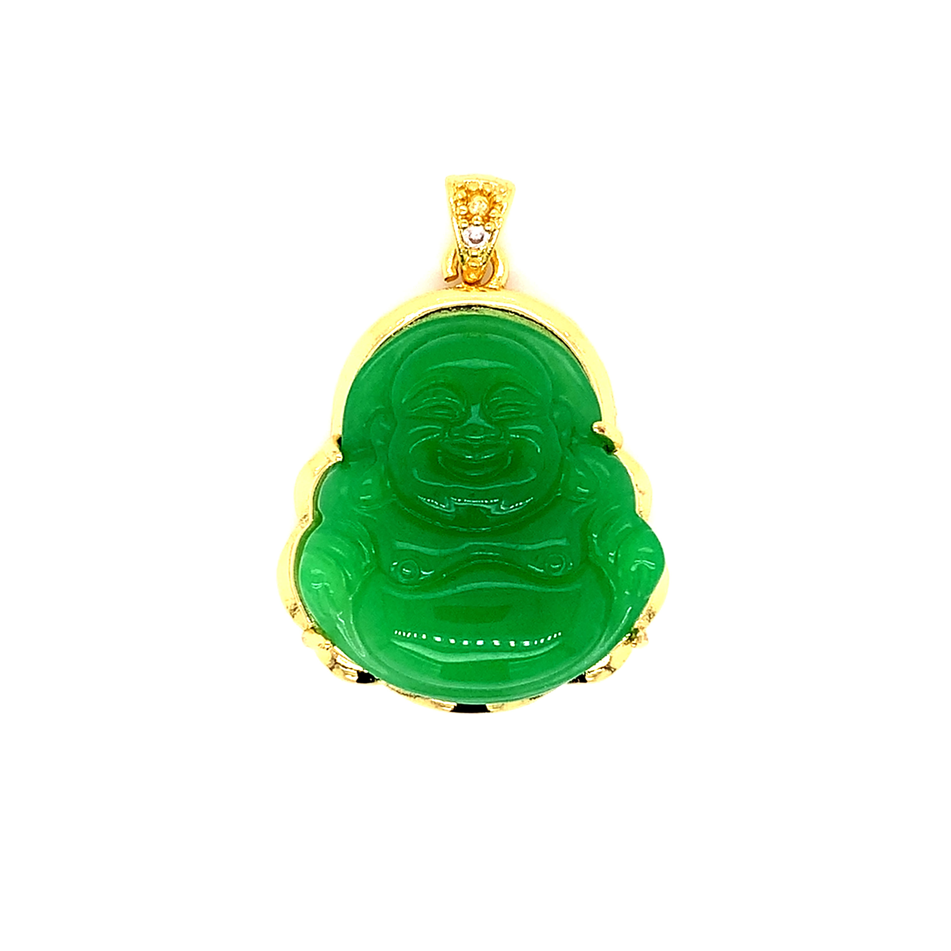 Green Buddha Pendant - Gold Plated