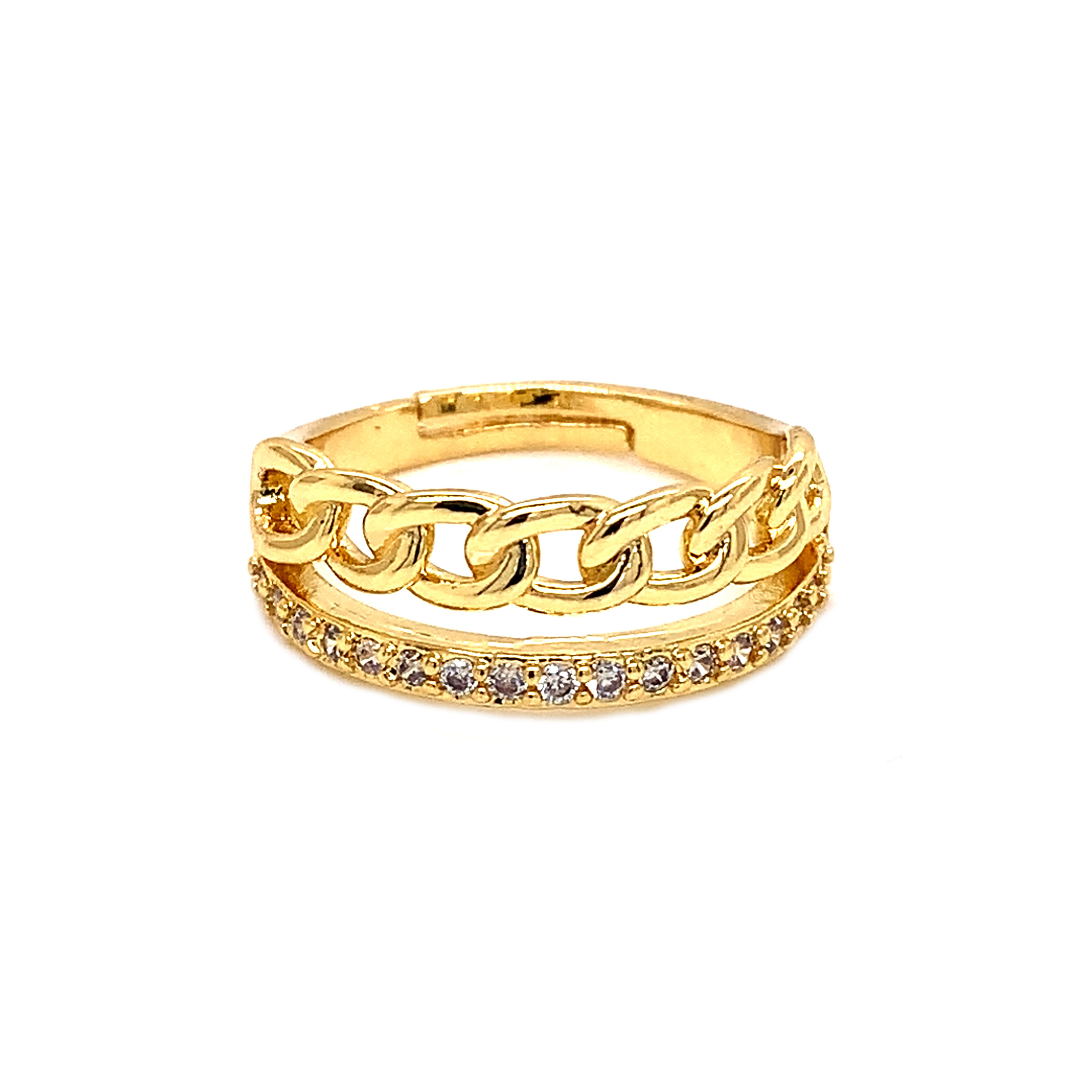 アクセサリー K18 Chain Ring, Adjustable Size Bijou.Box » Ring - Infinity Chain Free Size K18GP