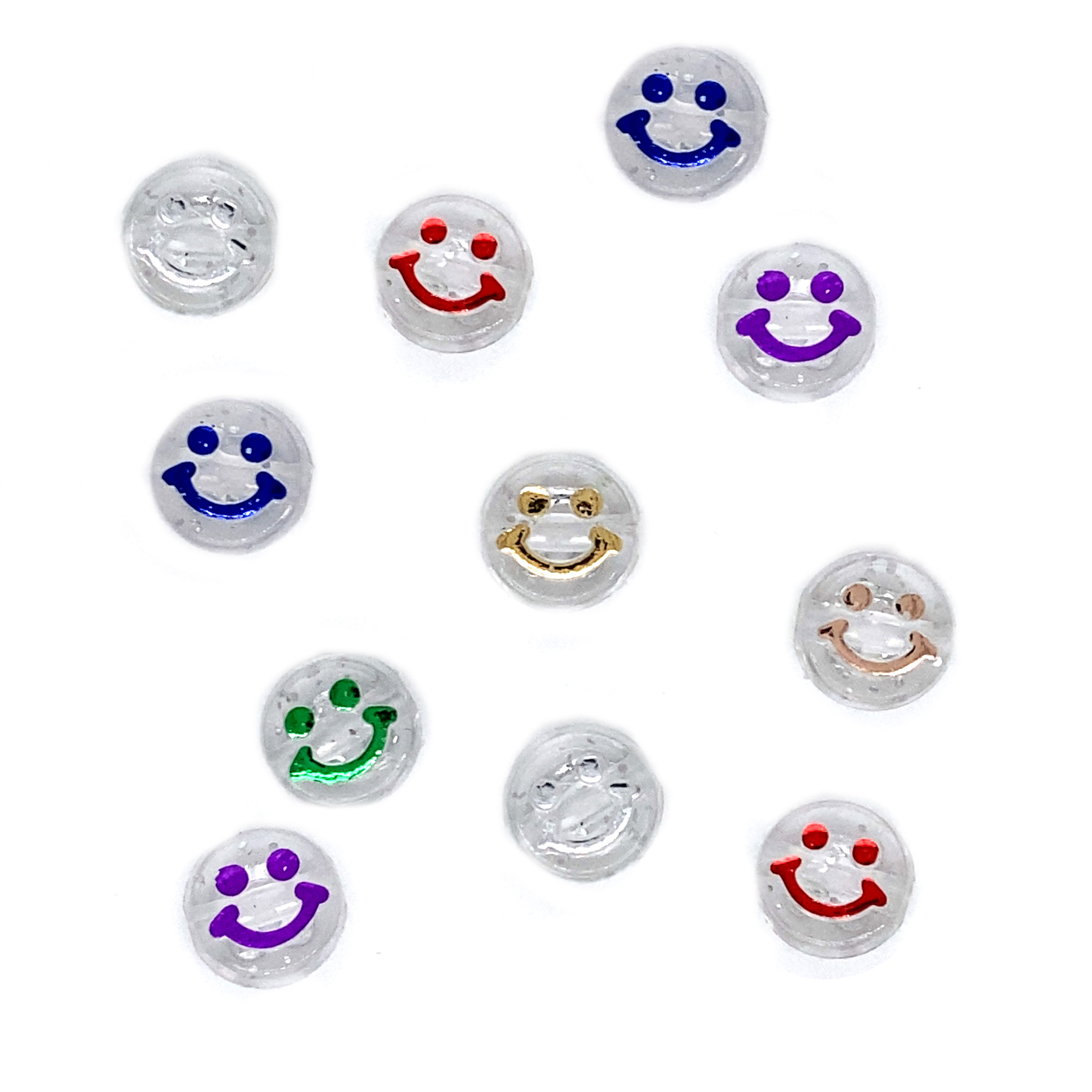 Acrylic Metallic Smiley Beads - Assorted Pack - Approx. 100 pcs