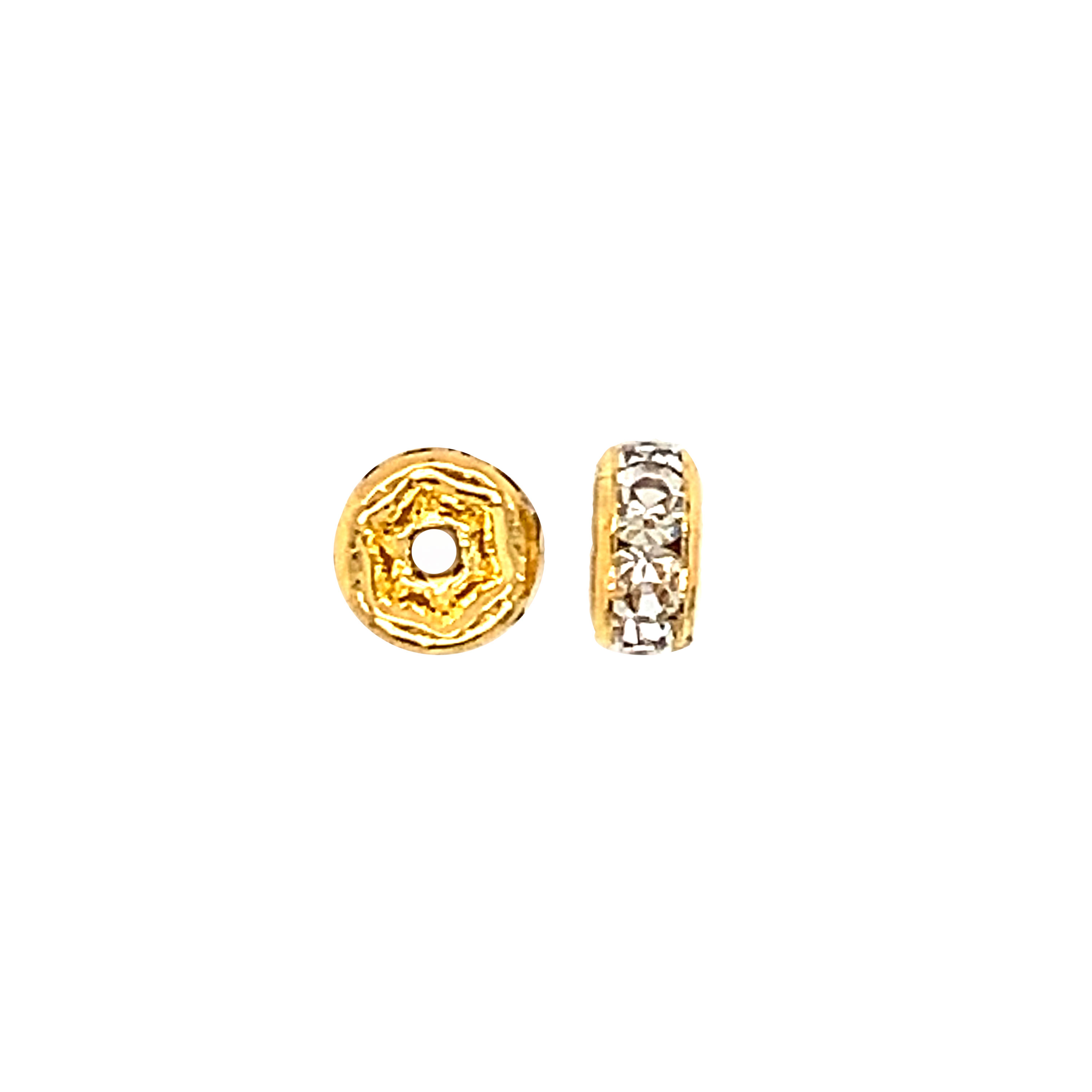 CZ 6mm Gold Tone Rondelle - Pack of 10
