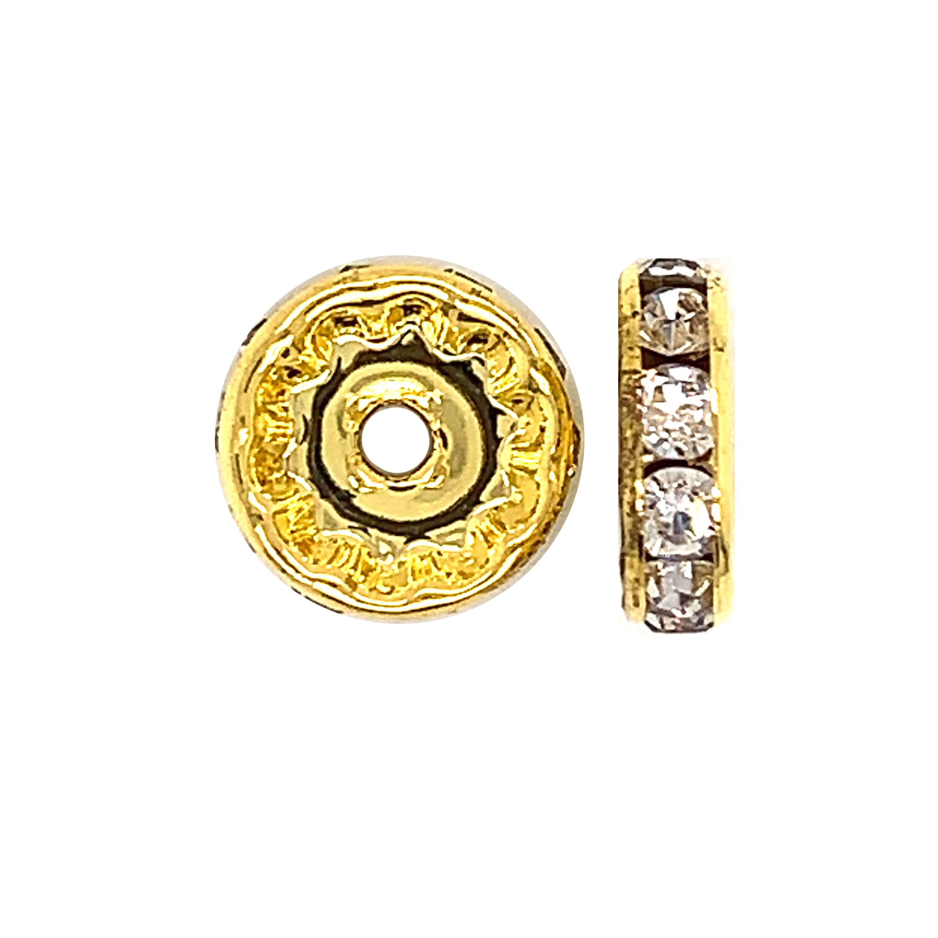 CZ 12mm Gold Tone Rondelle - Pack of 10