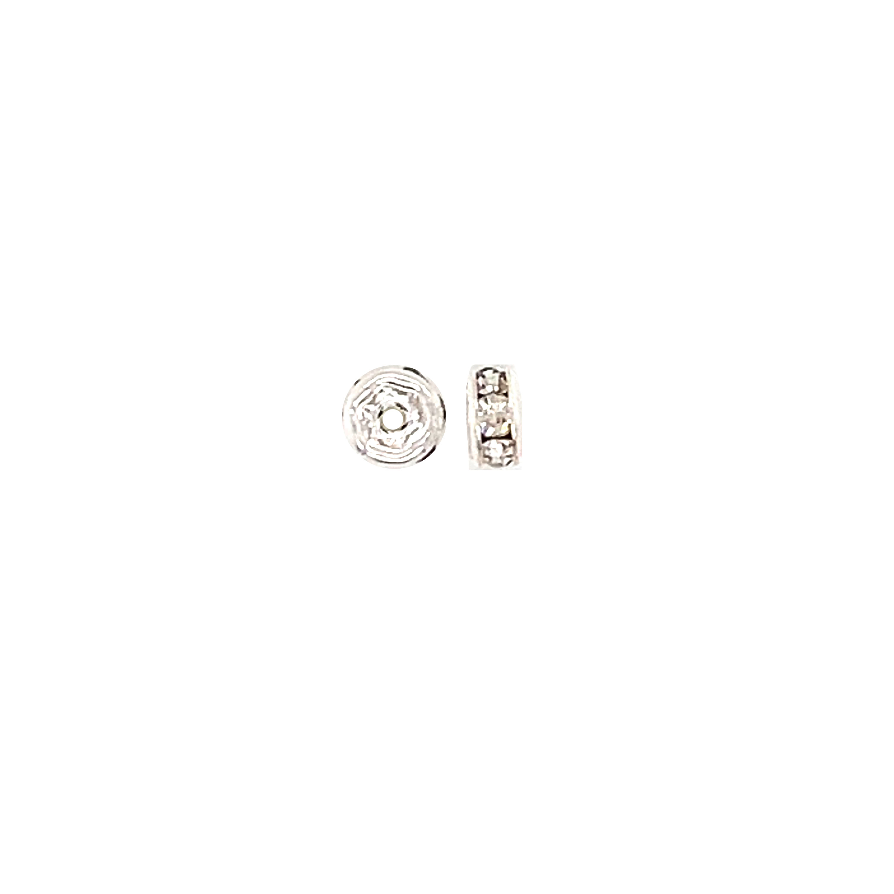 CZ 4mm Clear Tone Silver Tone Rondelle - Pack of 10