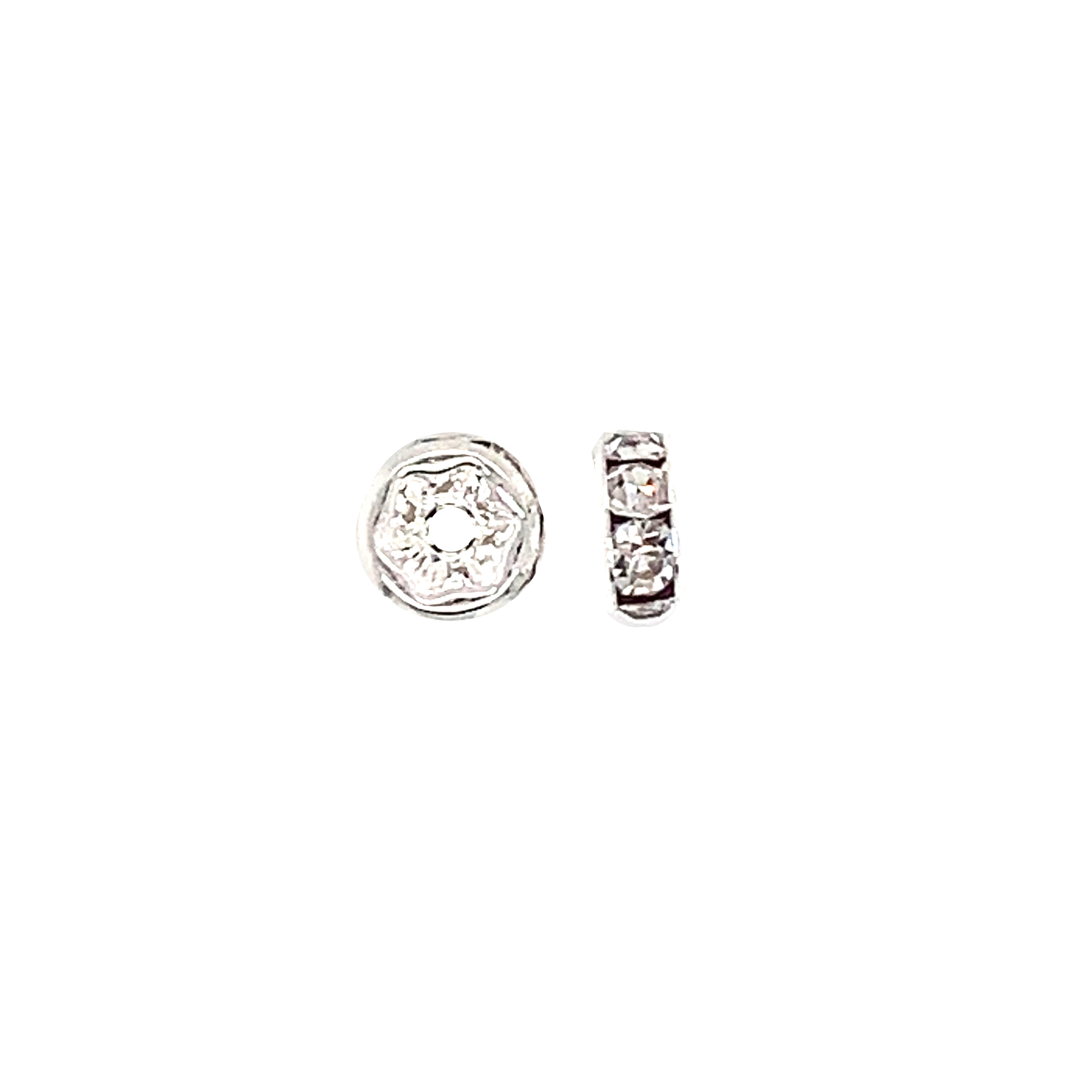 CZ 6mm Silver Tone Rondelle - Pack of 10