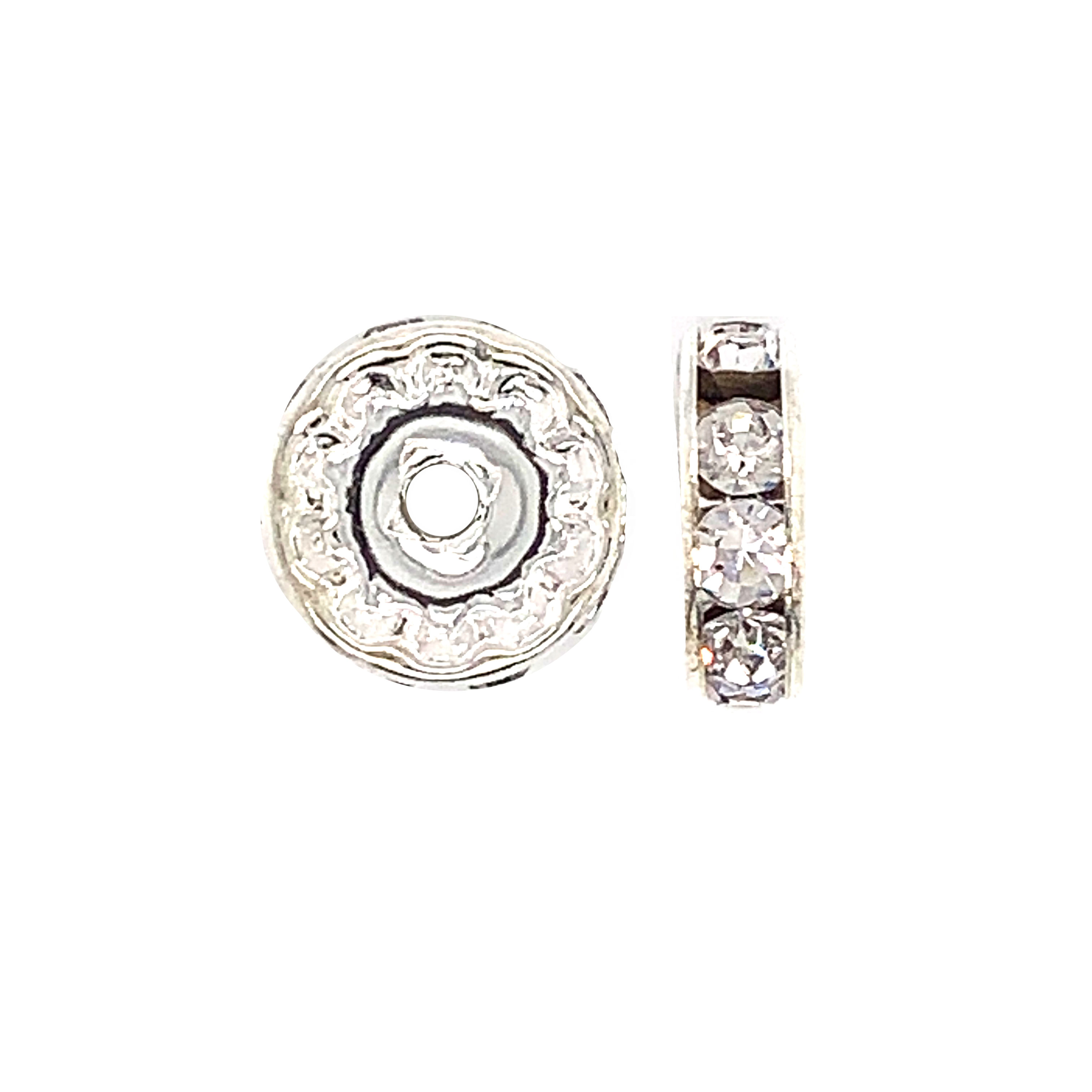 CZ 12mm Silver Tone Rondelle - Pack of 10