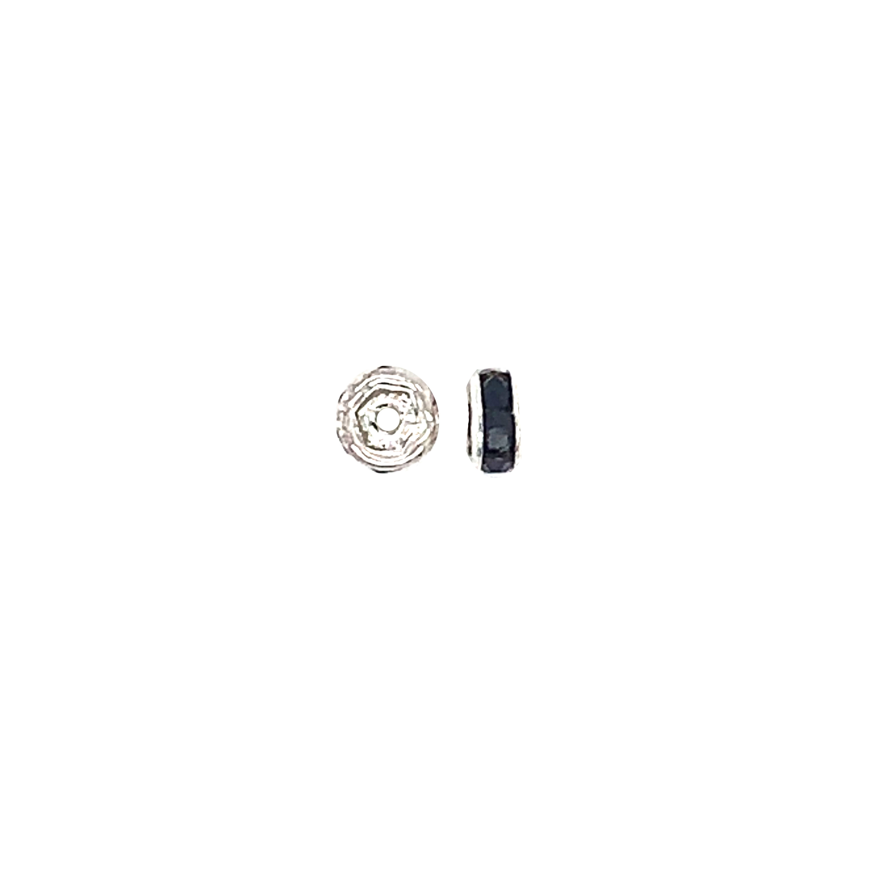 CZ Black 4mm Silver Tone Rondelle - Pack of 10
