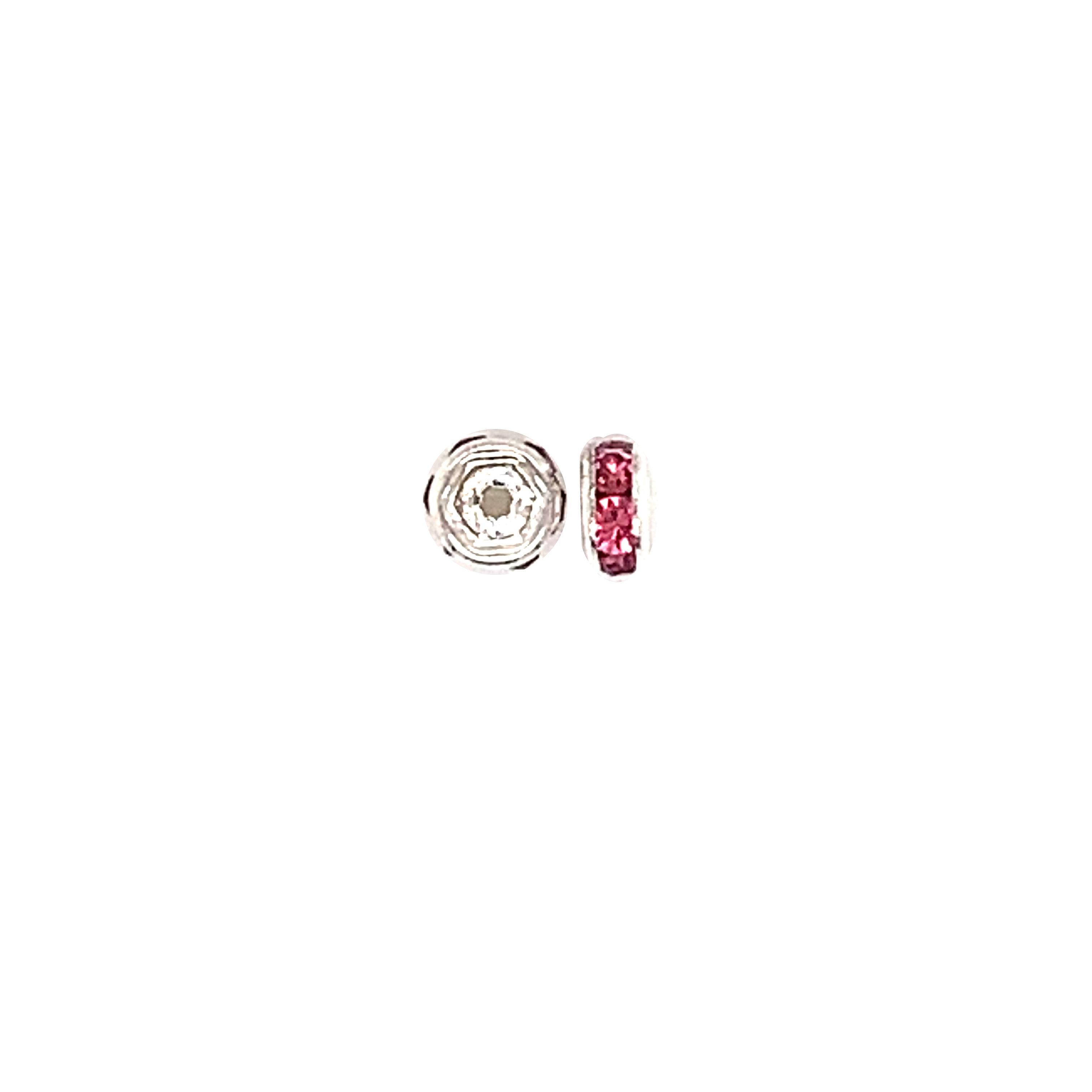 CZ Pink 4mm Silver Tone Rondelle - Pack of 10