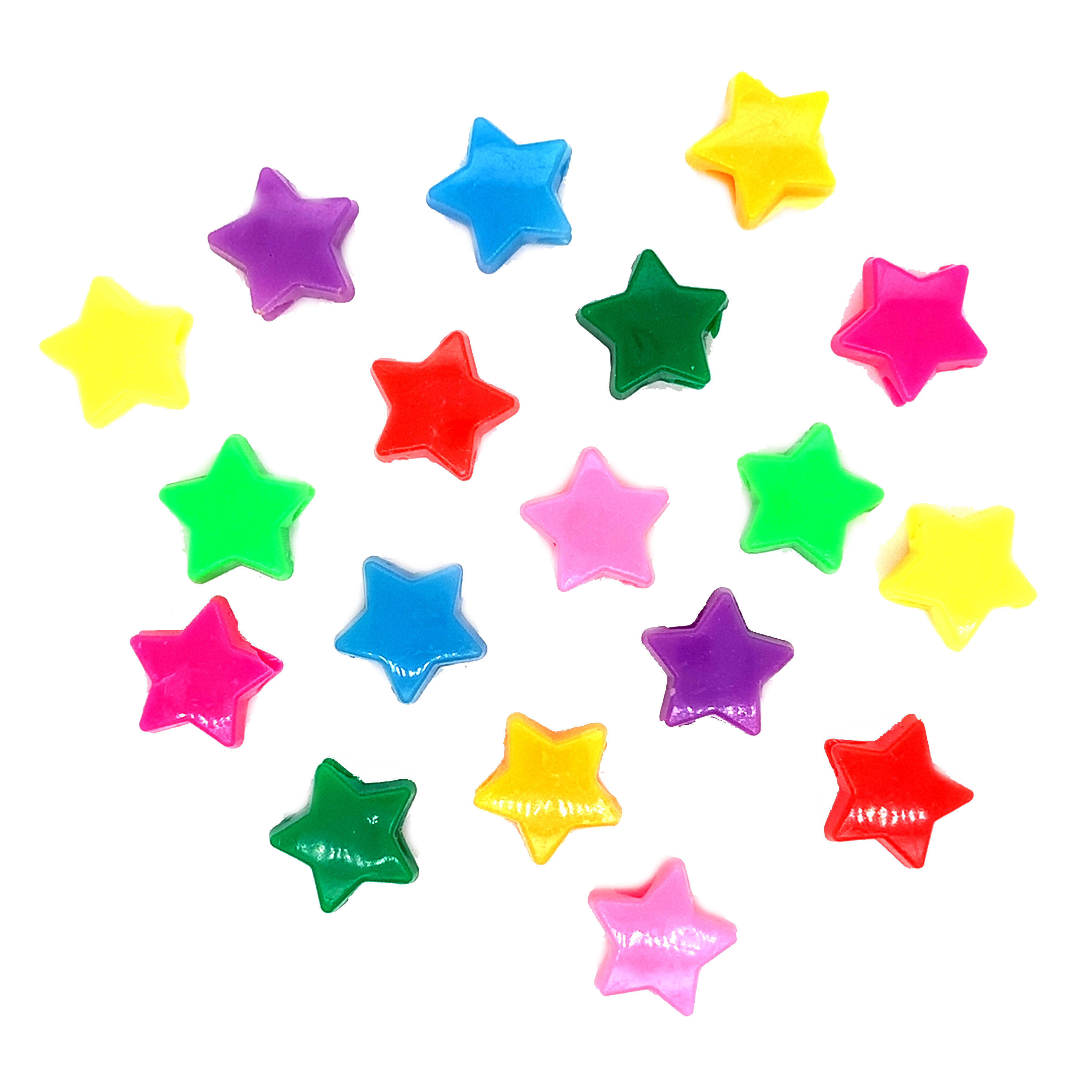 12mm Multicolor Star Pony Beads - Hole Size 3.5mm