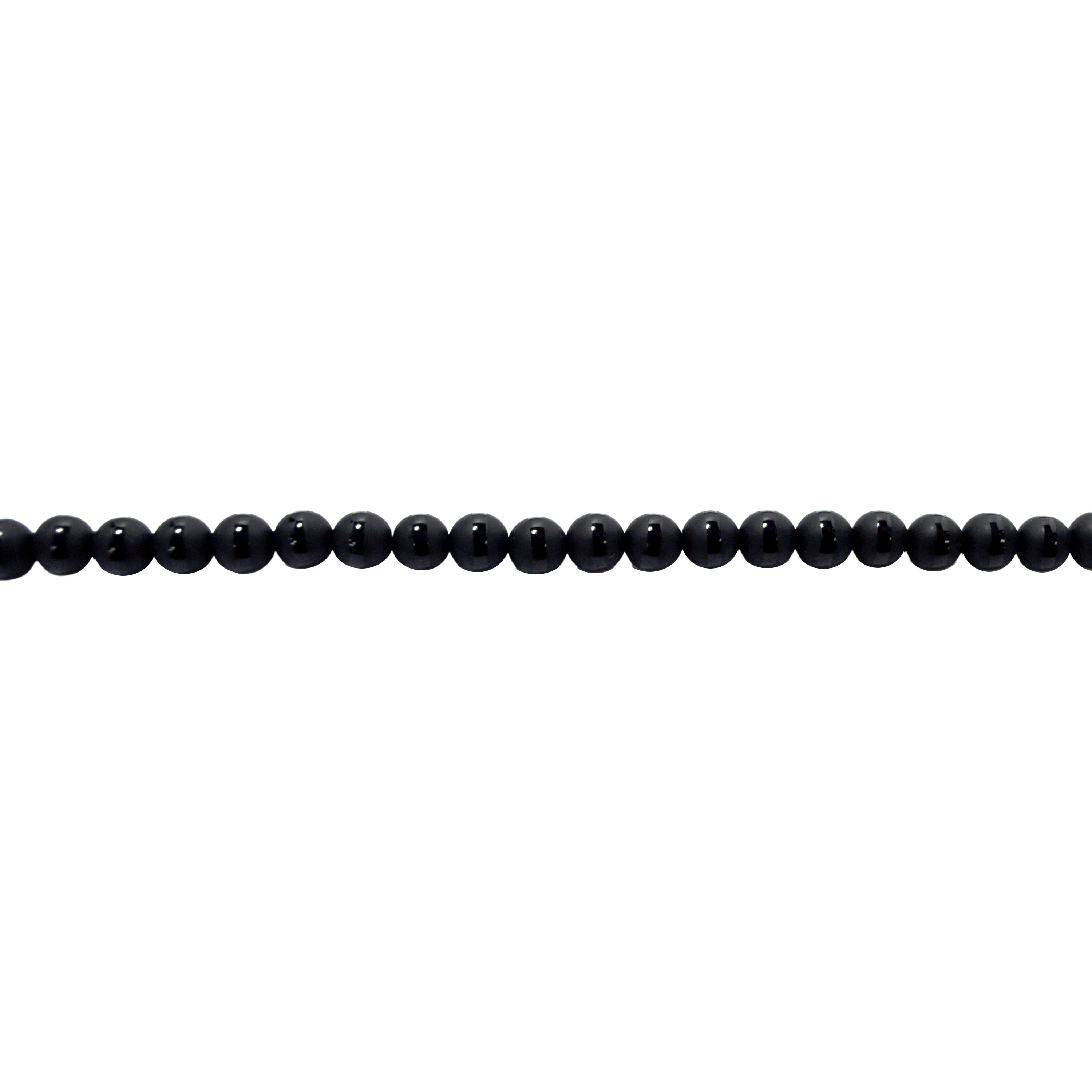 4mm Striped Black Frosted Black Onyx - Round