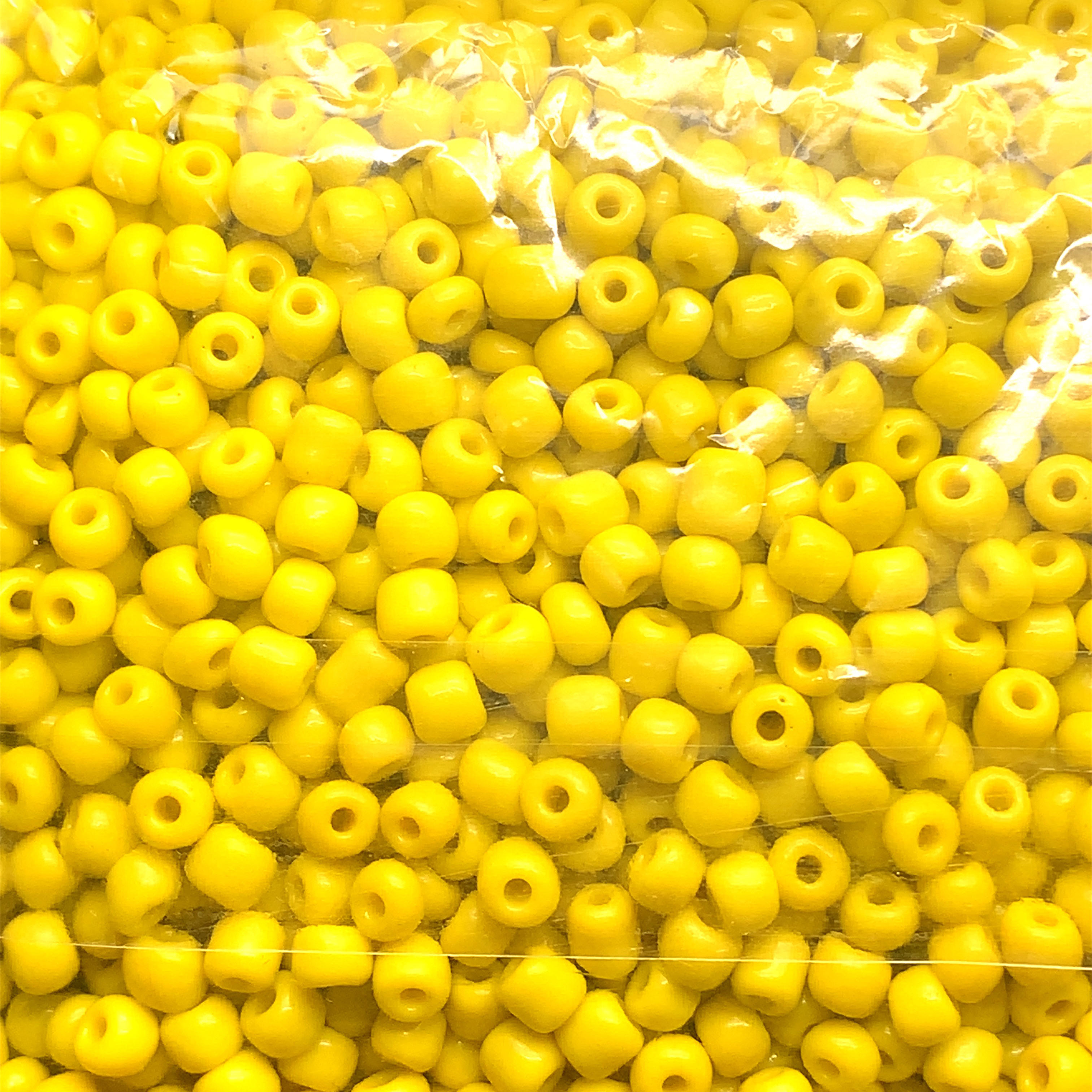 4mm Opaque Yellow Glass Seed Beads  - 400g Per Bag