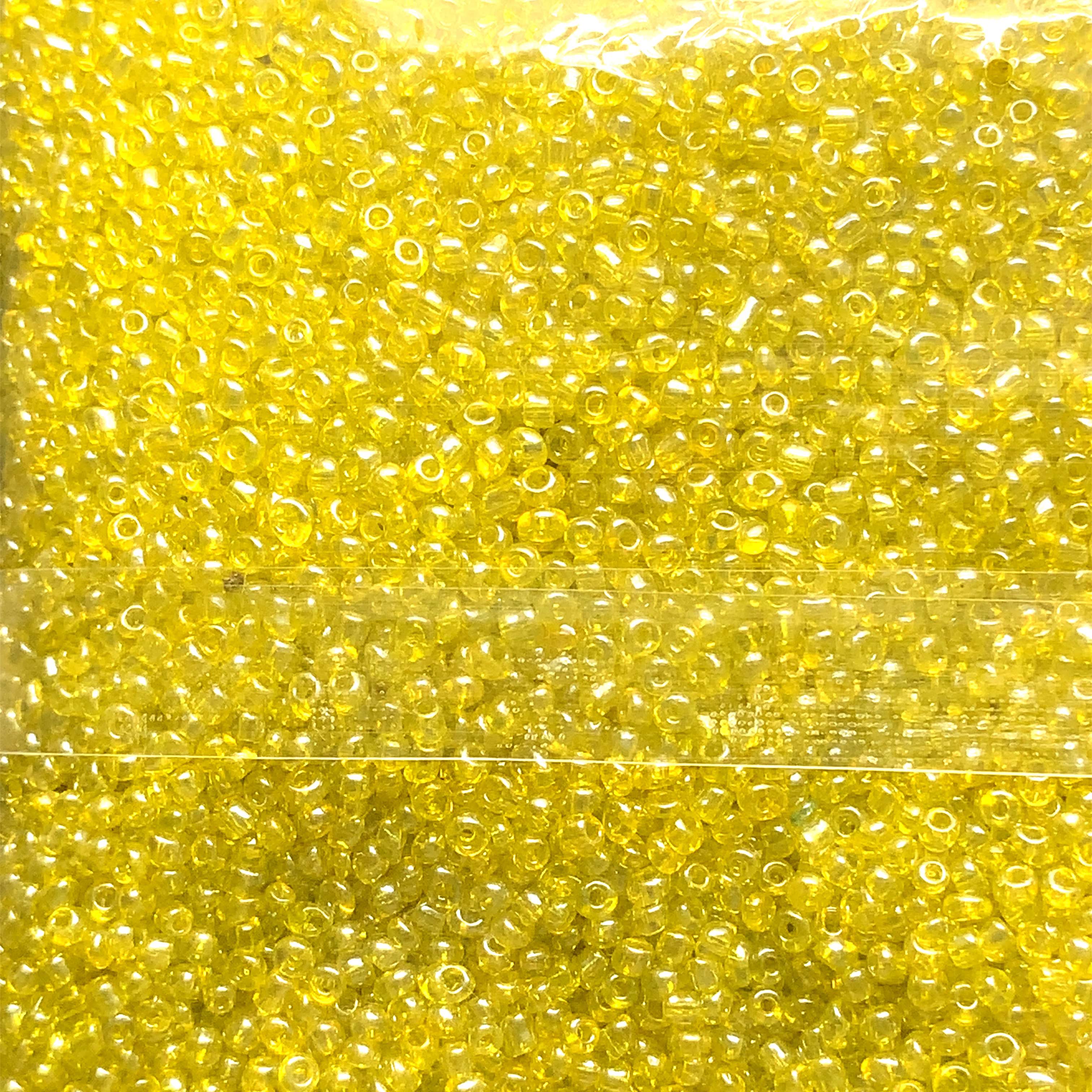 2mm Translucent Yellow Glass Seed Beads  - 400g Per Bag