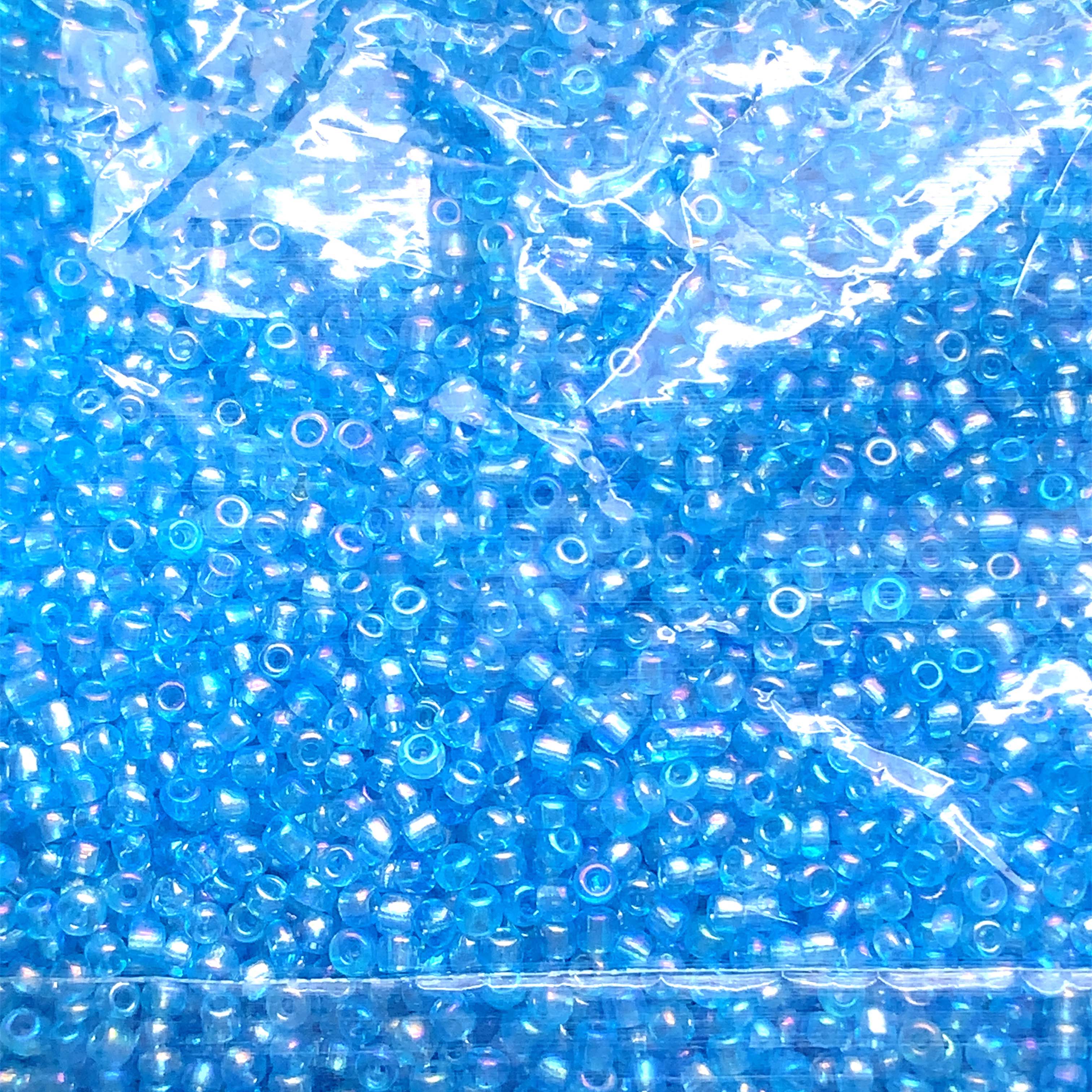 2mm Translucent Iridescent Sky Blue Glass Seed Beads  - 400g Per Bag