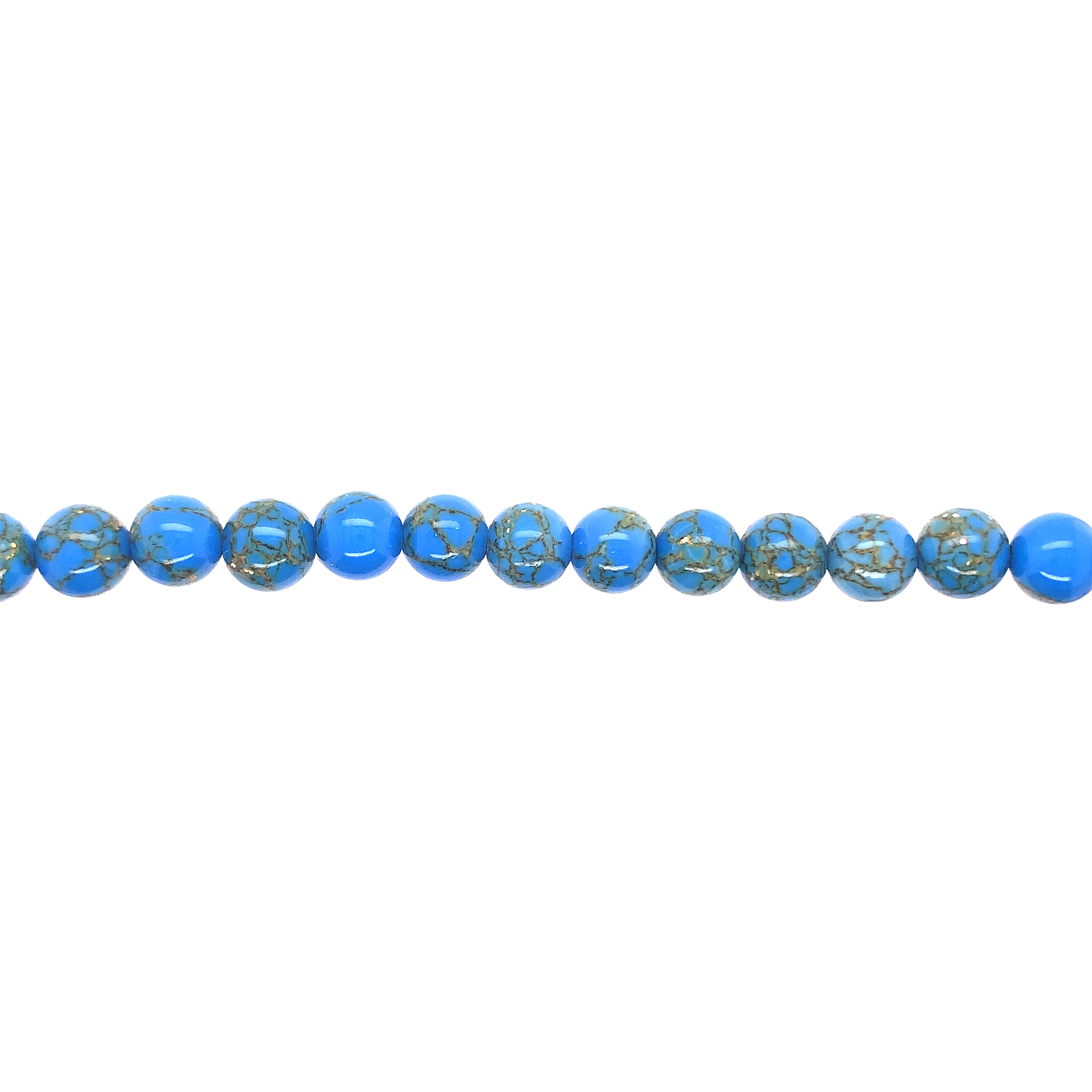 8mm Gold Veined Blue Turquoise - Round