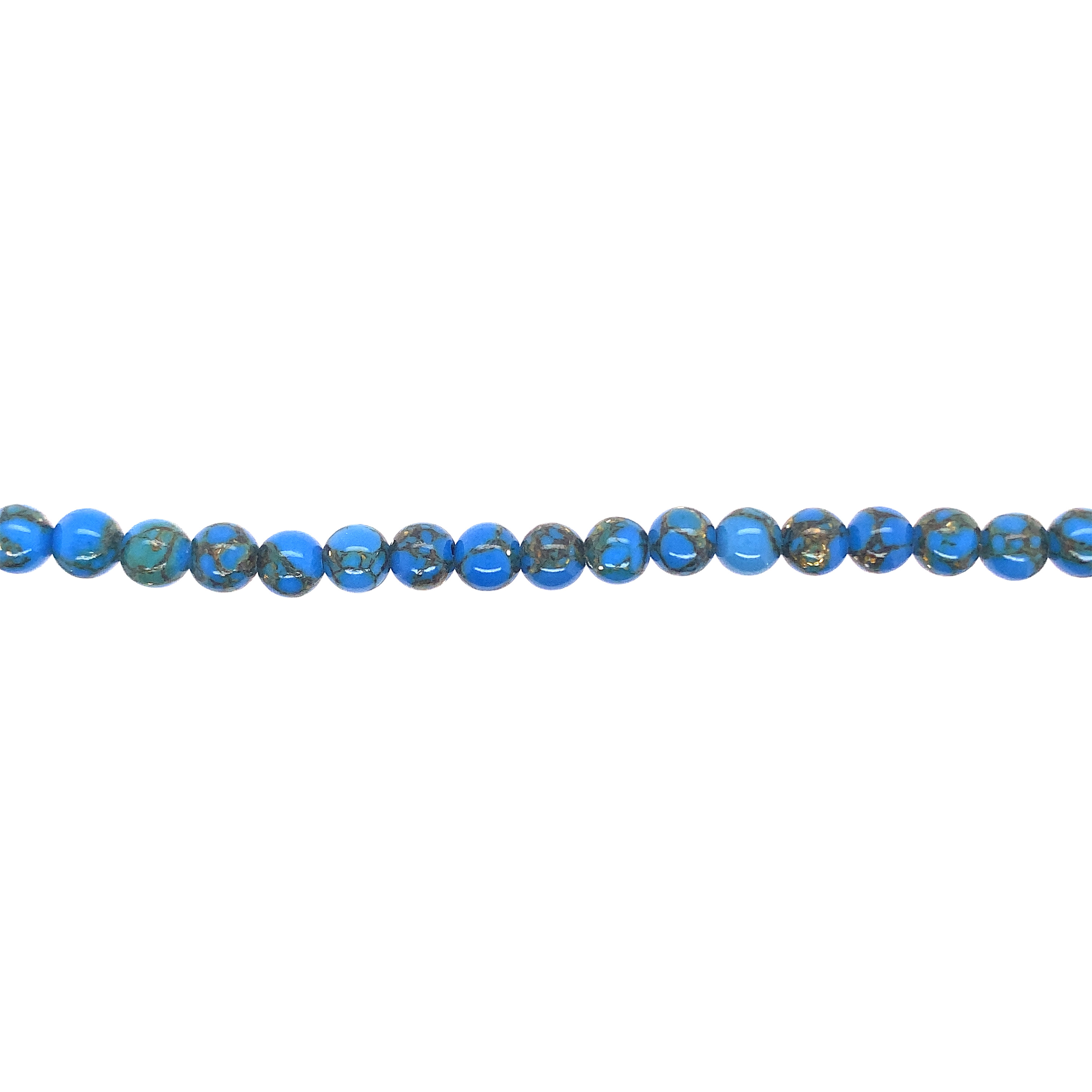 6mm Gold Veined Blue Turquoise - Round