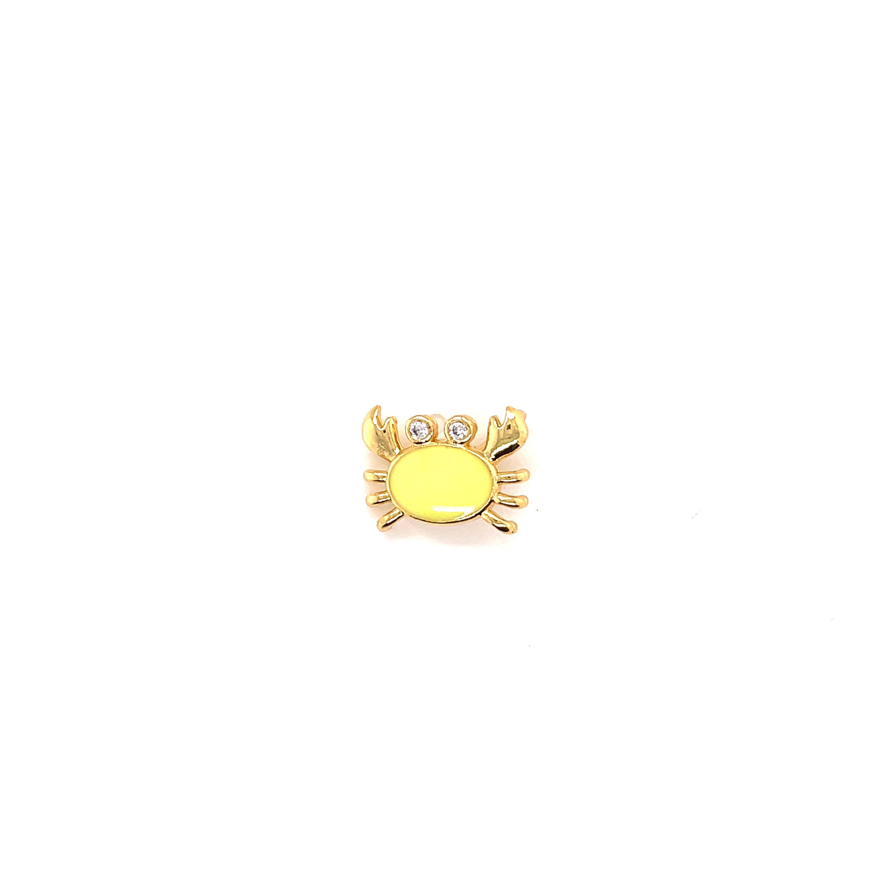 Yellow Enamel Crab Charm - Gold Plated