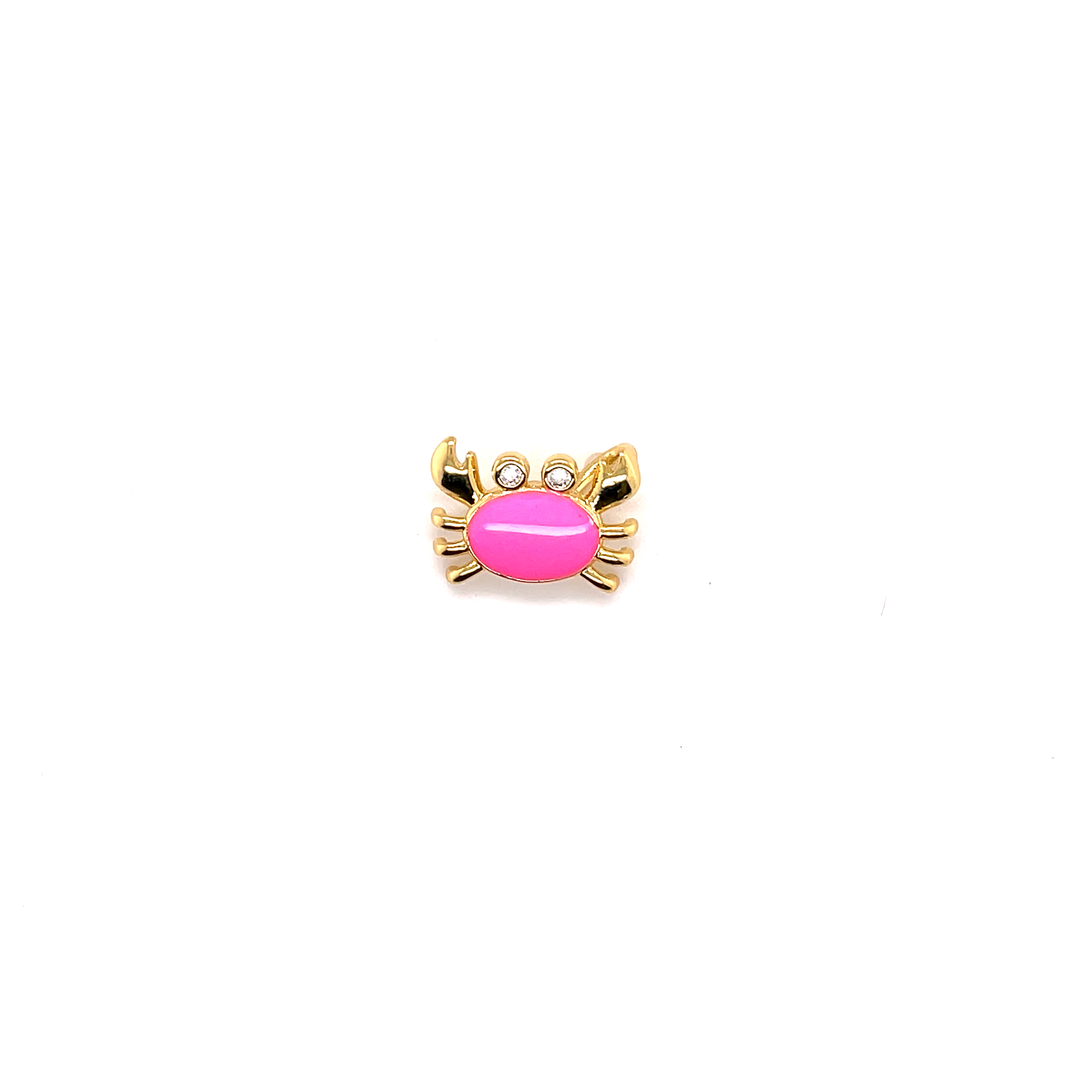 Pink Enamel Crab Charm - Gold Plated