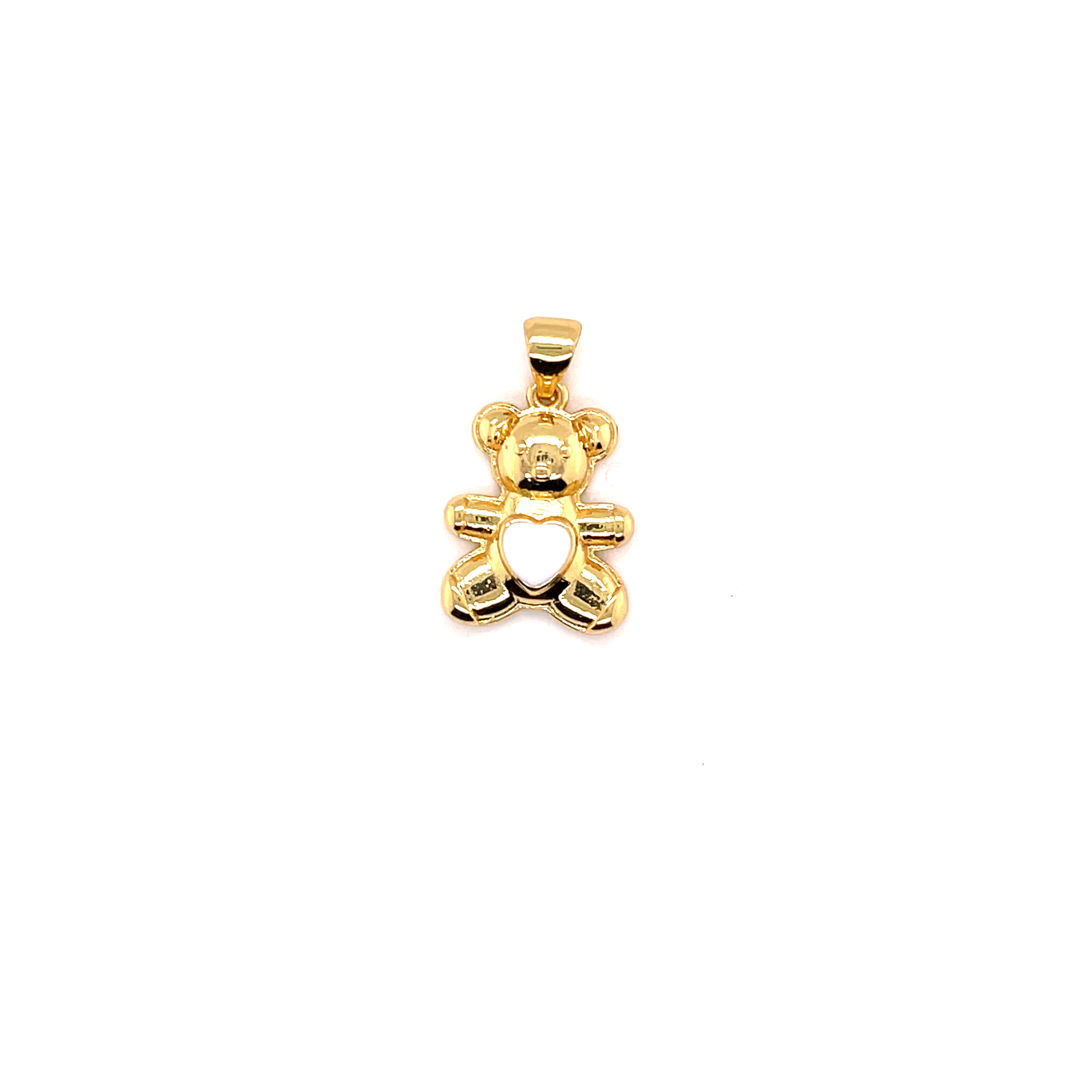 White Enamel Teddy Bear Charm - Gold Plated