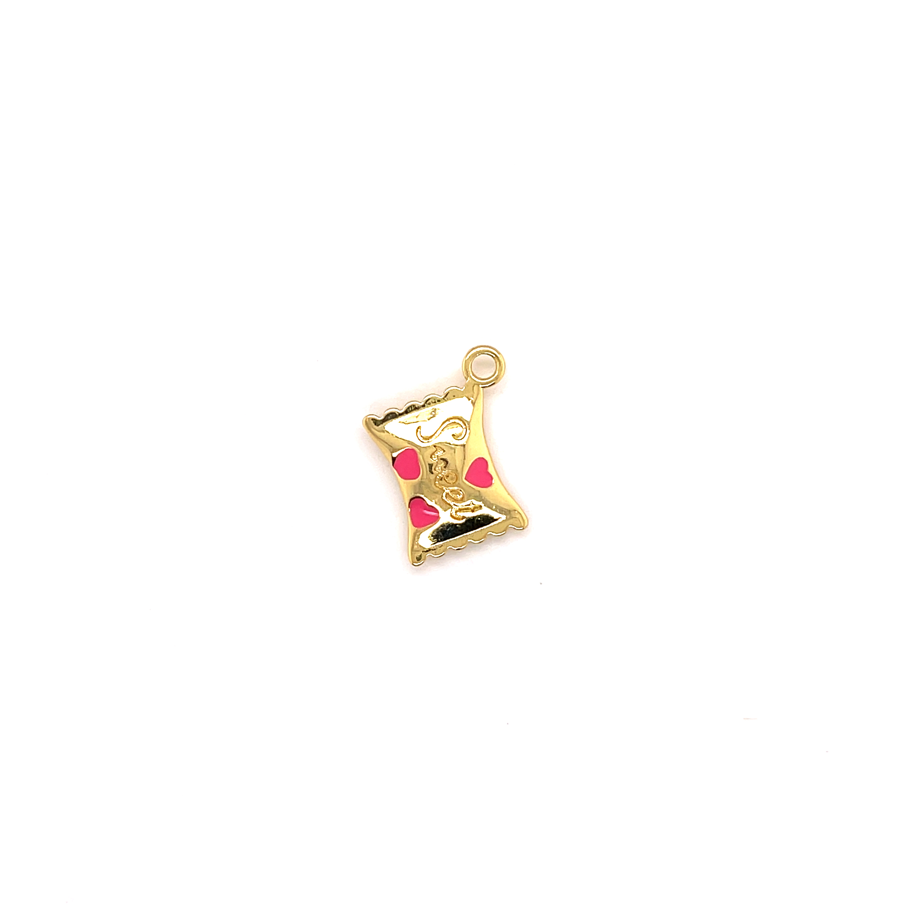 Pink Enamel Candy Charm - Gold Plated