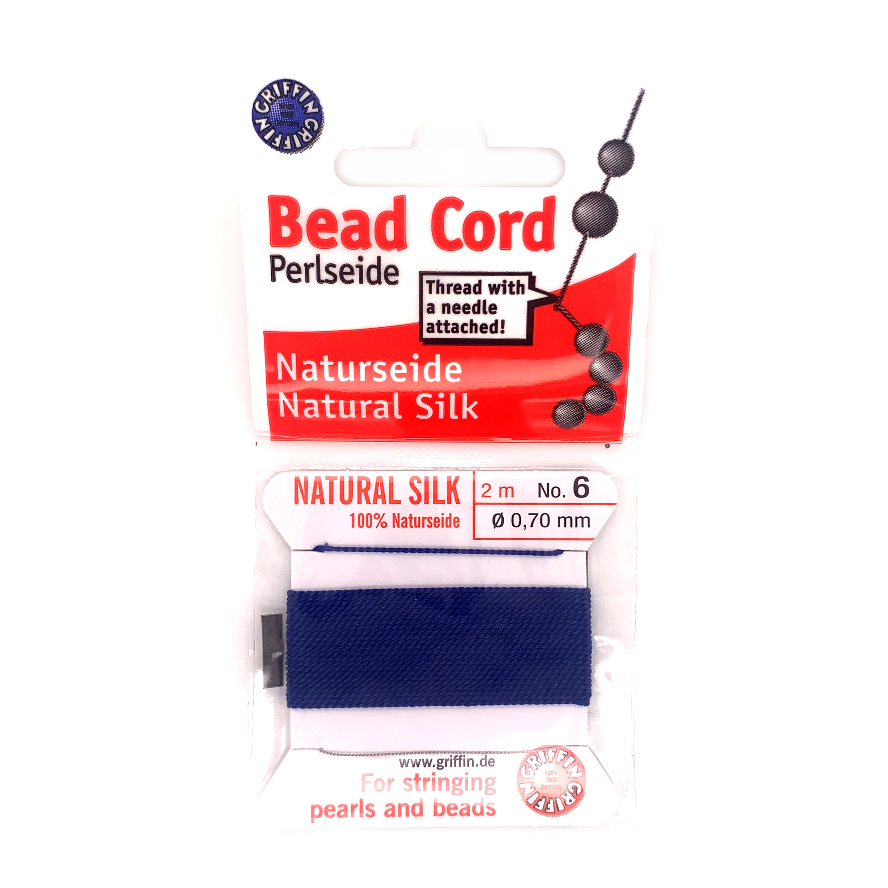 Griffin Silk Bead Cord - Blue - 0.70mm