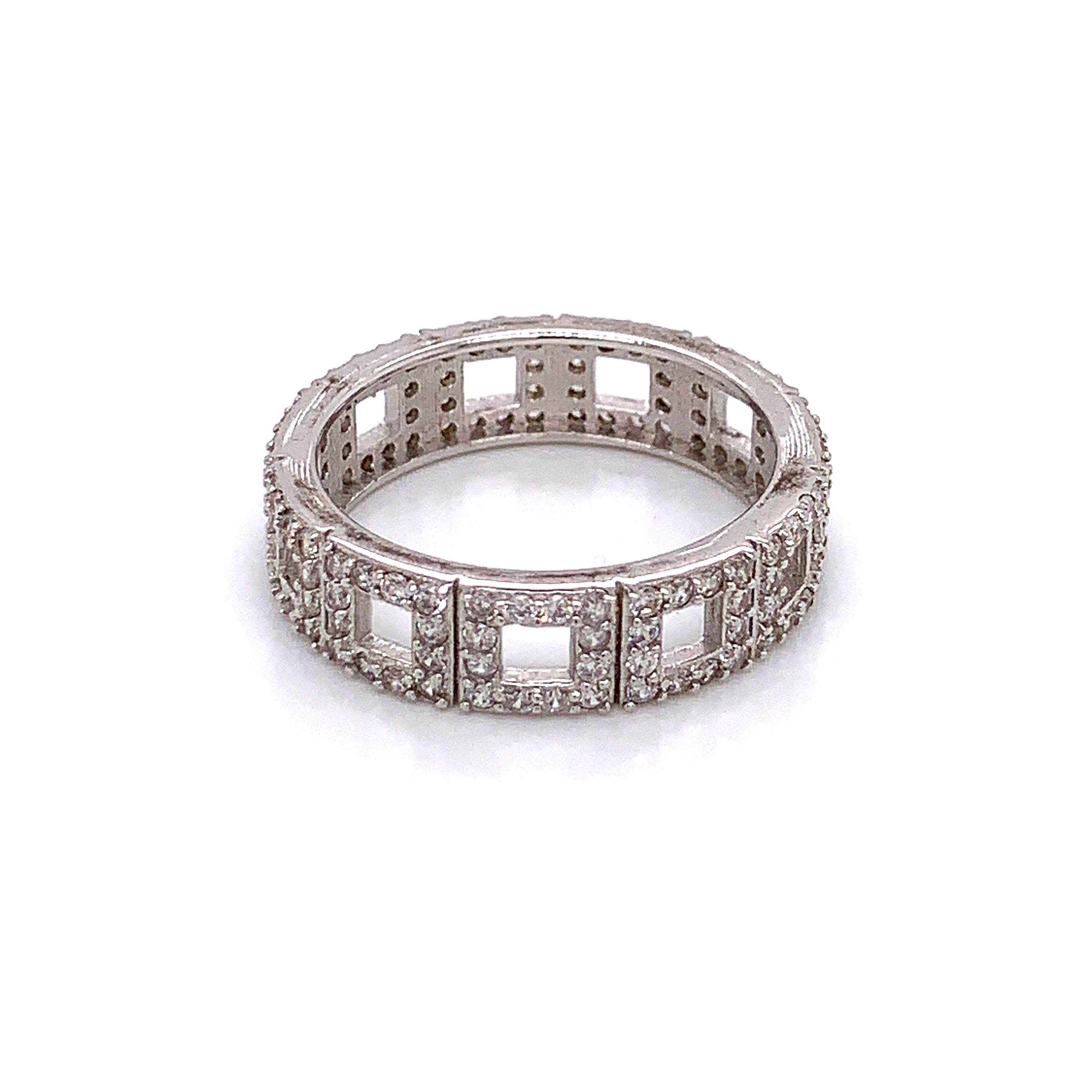 CZ Square Ring - Sterling Silver