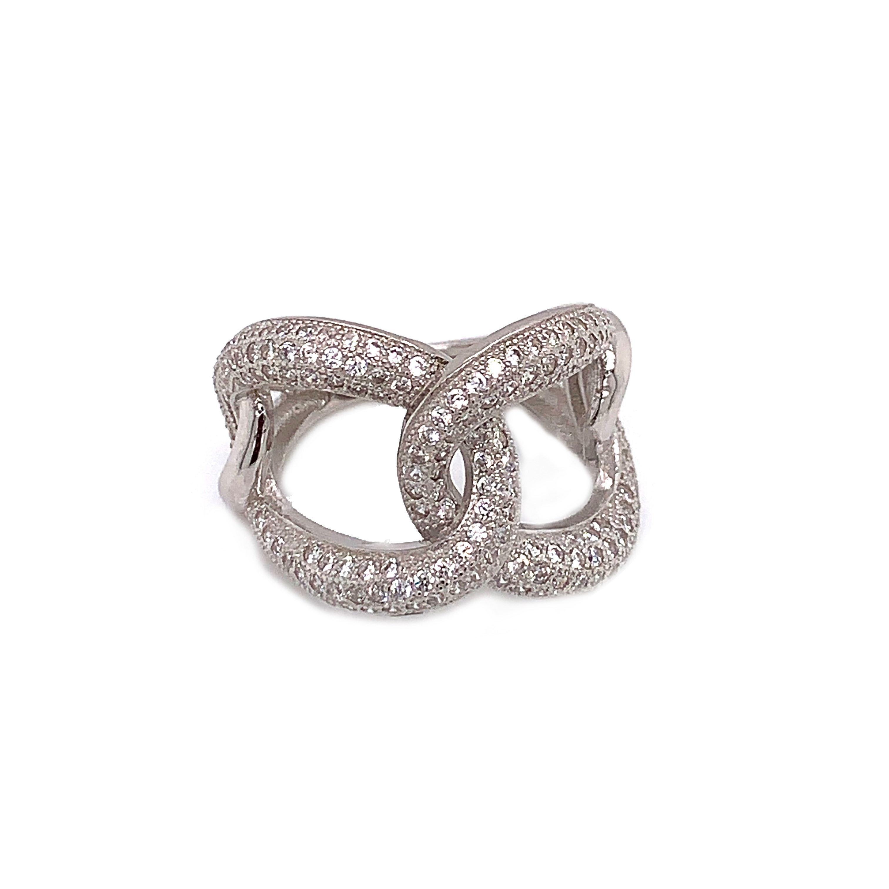 CZ Chain Ring - Sterling Silver