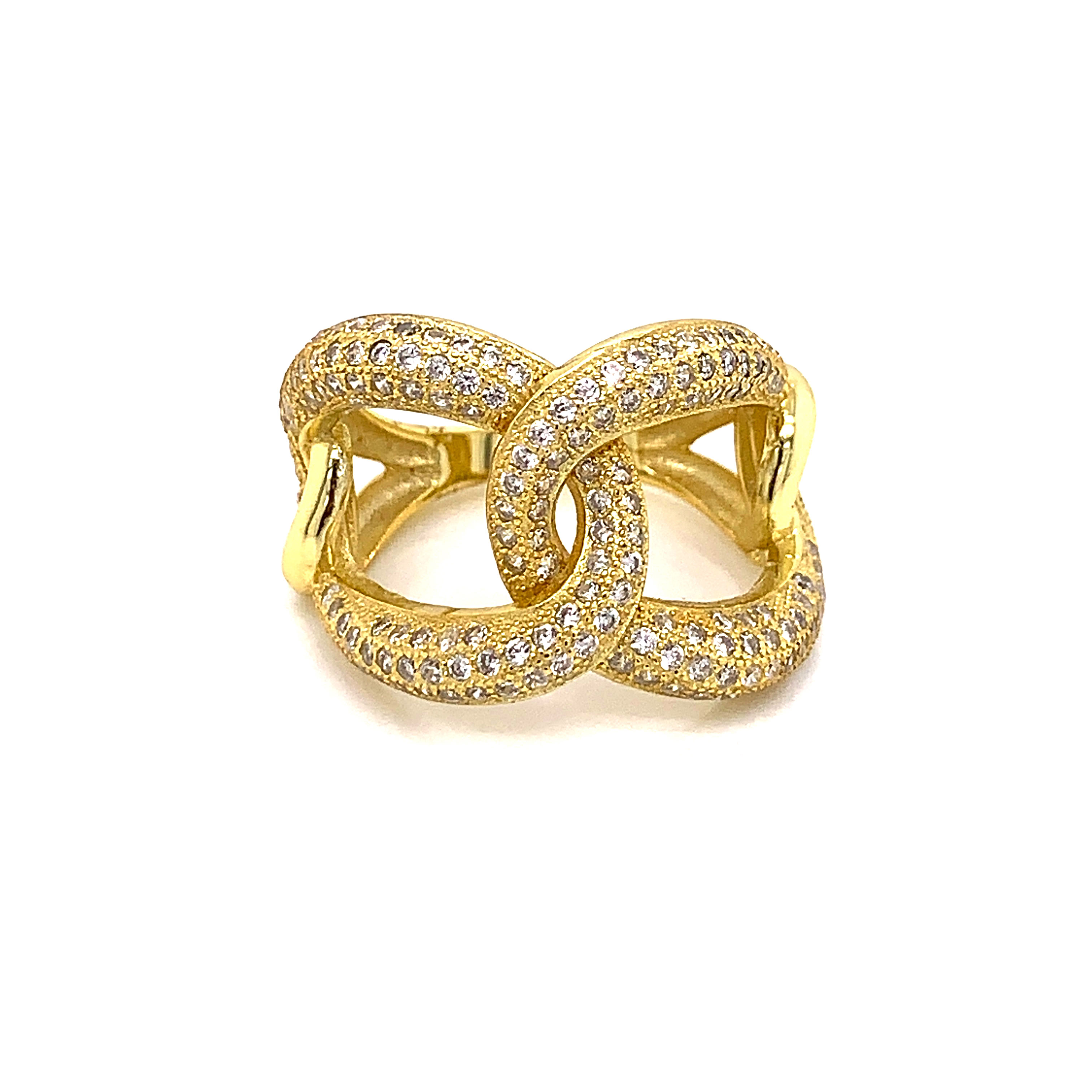 CZ Chain Ring - Gold Plated