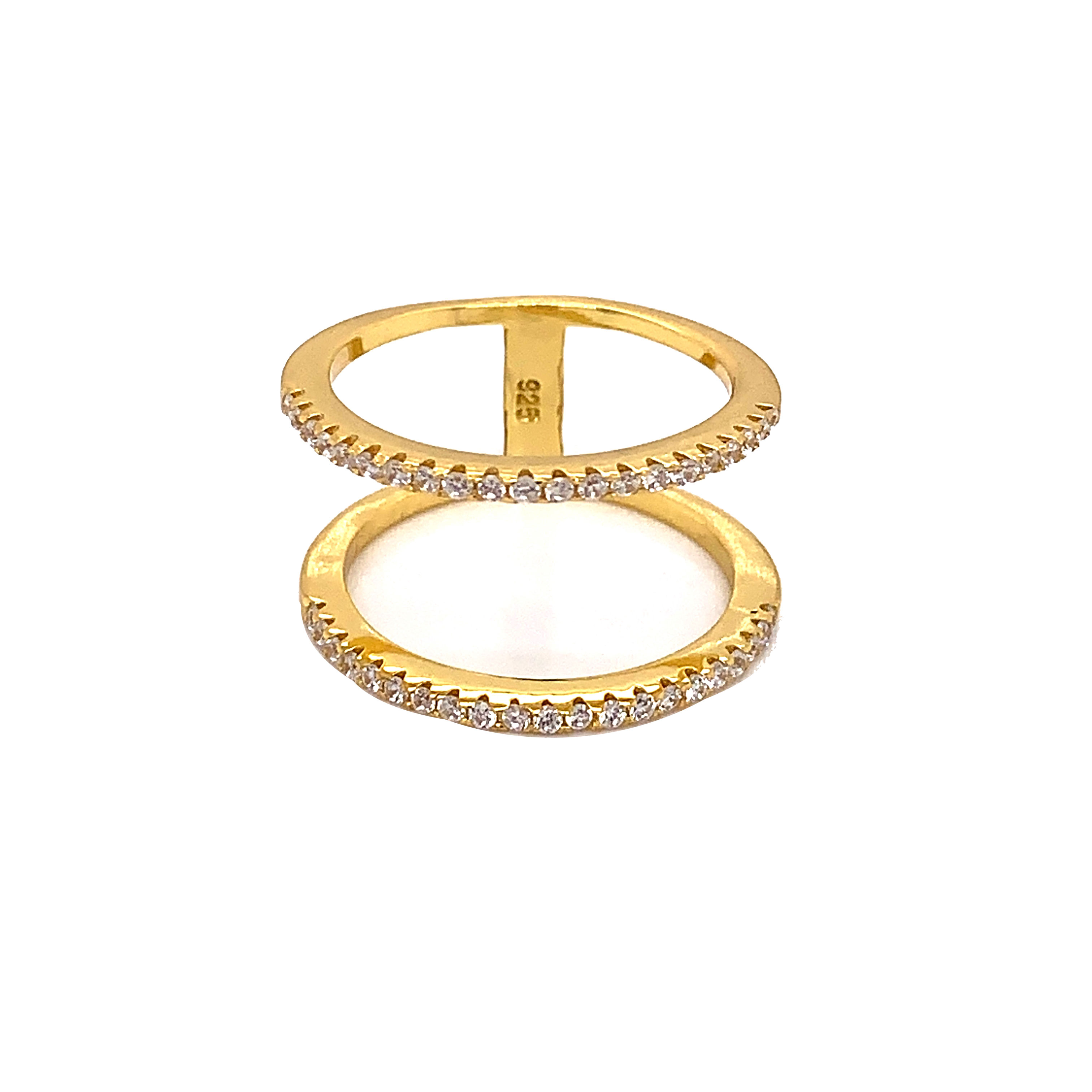 CZ Double Bar Ring - Gold Plated